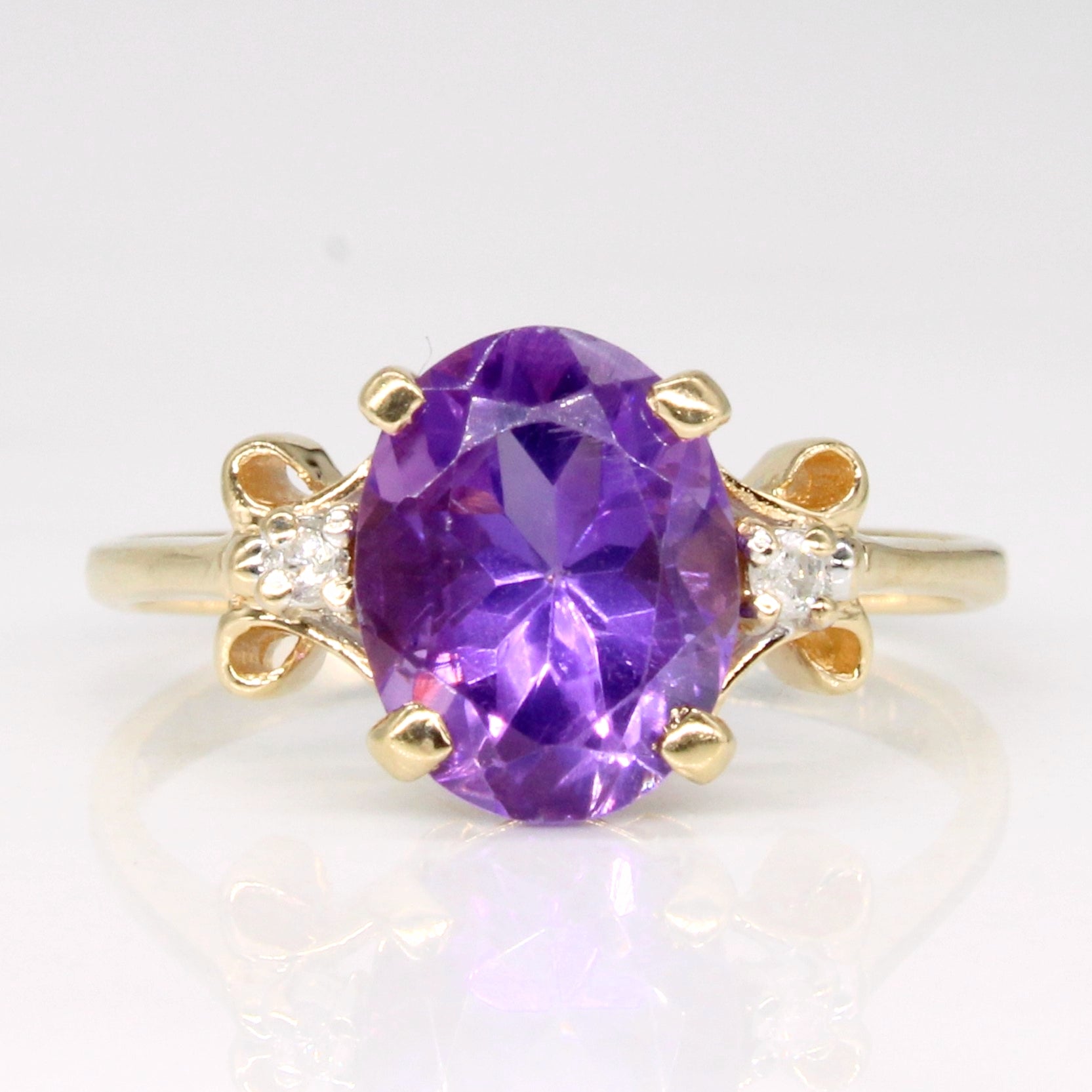 Amethyst & Diamond Cocktail Ring | 1.80ct, 0.03ctw | SZ 5.5 |