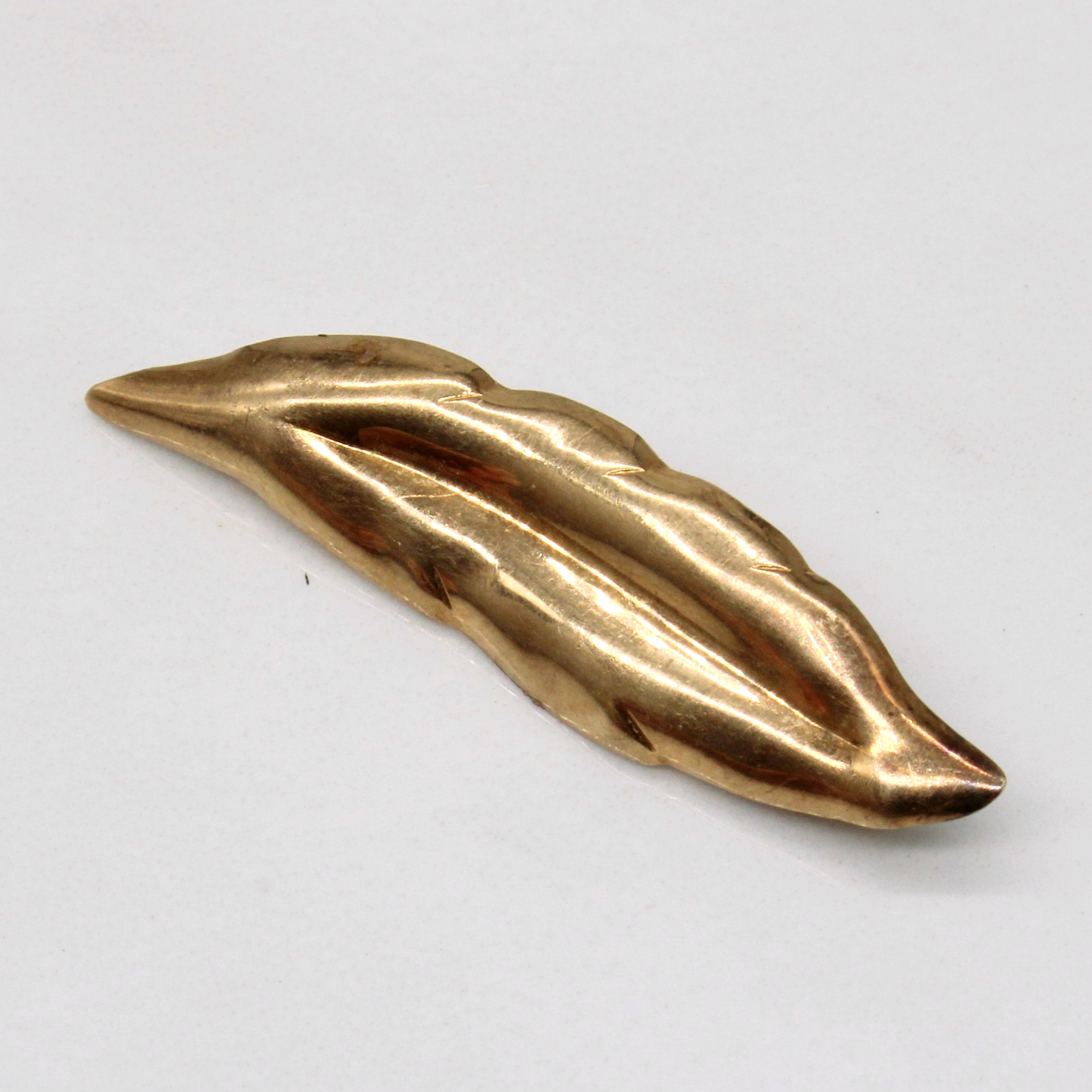 14k Yellow Gold Feather Brooch