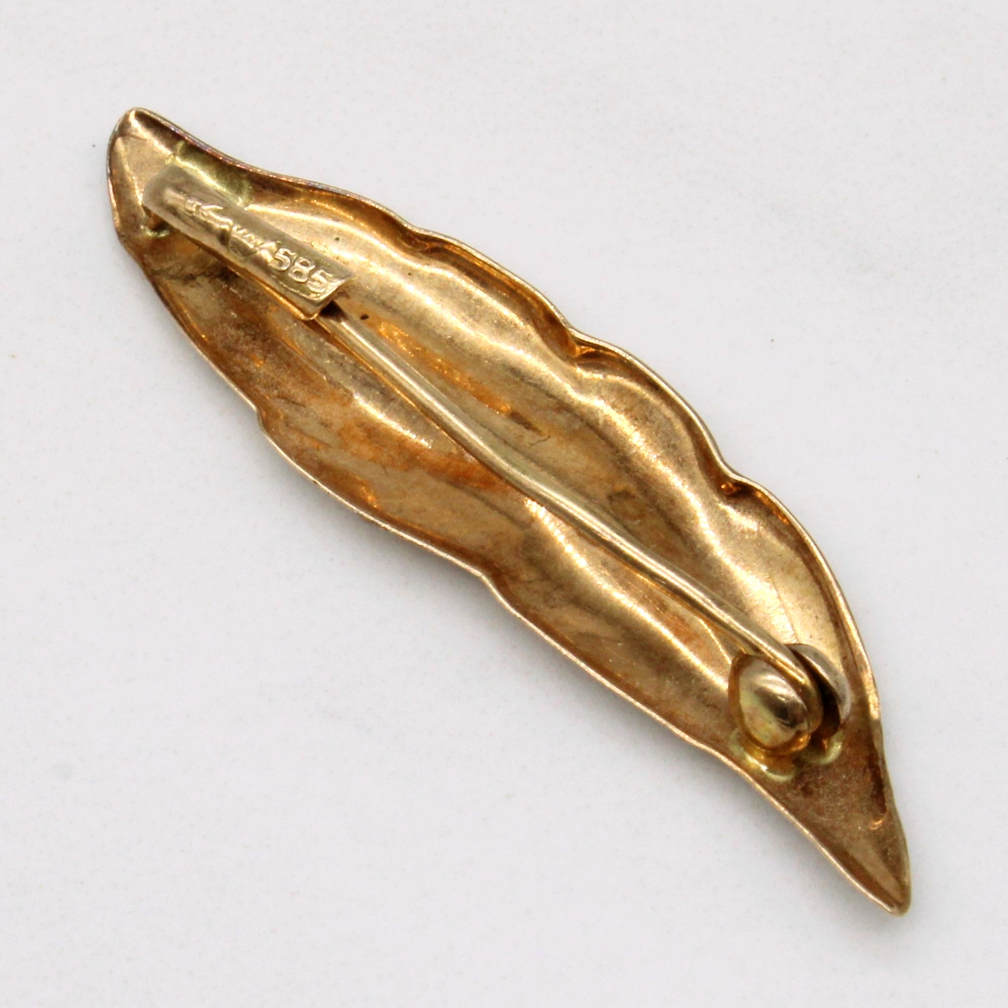 14k Yellow Gold Feather Brooch