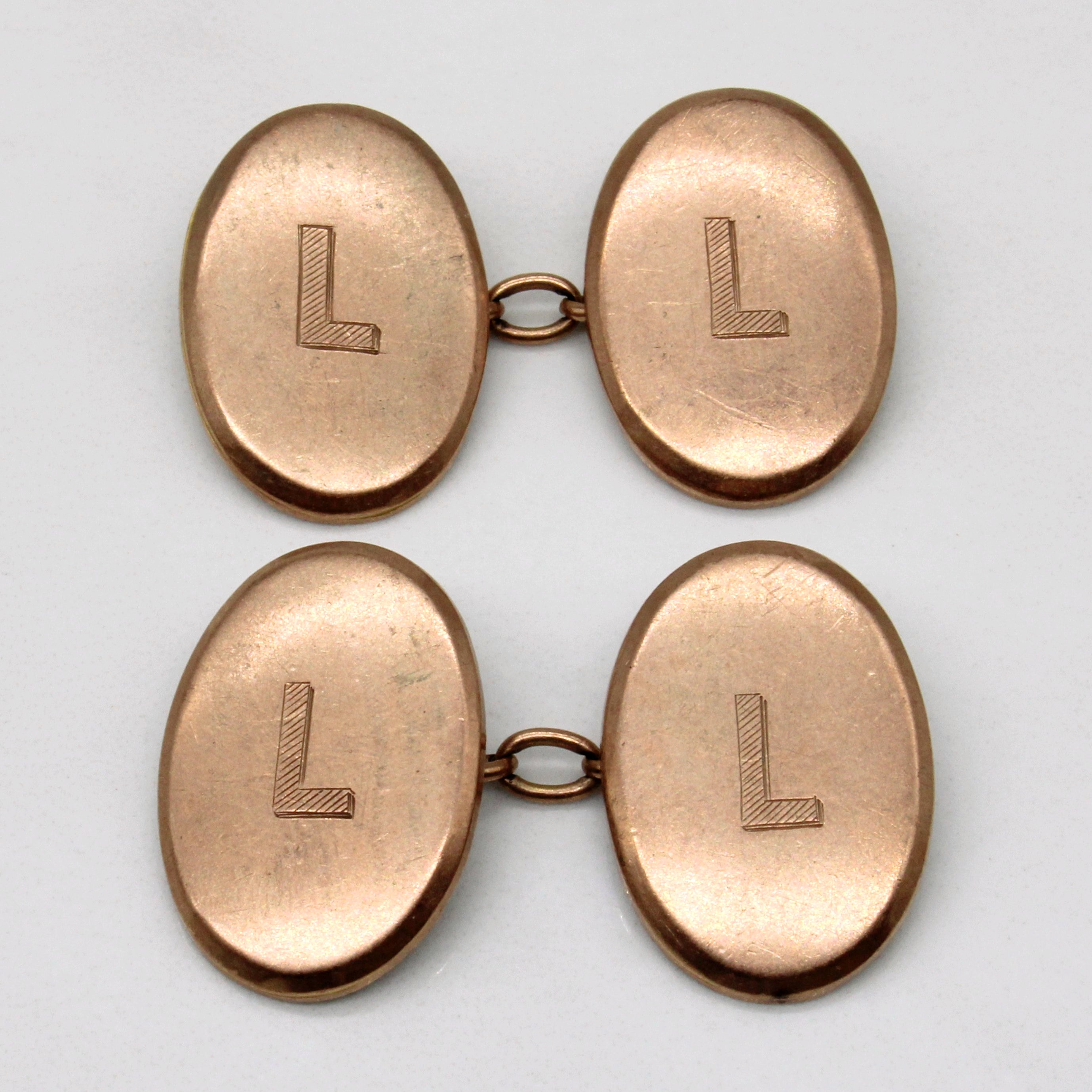 9k Yellow Gold 'L' Initial Cufflinks