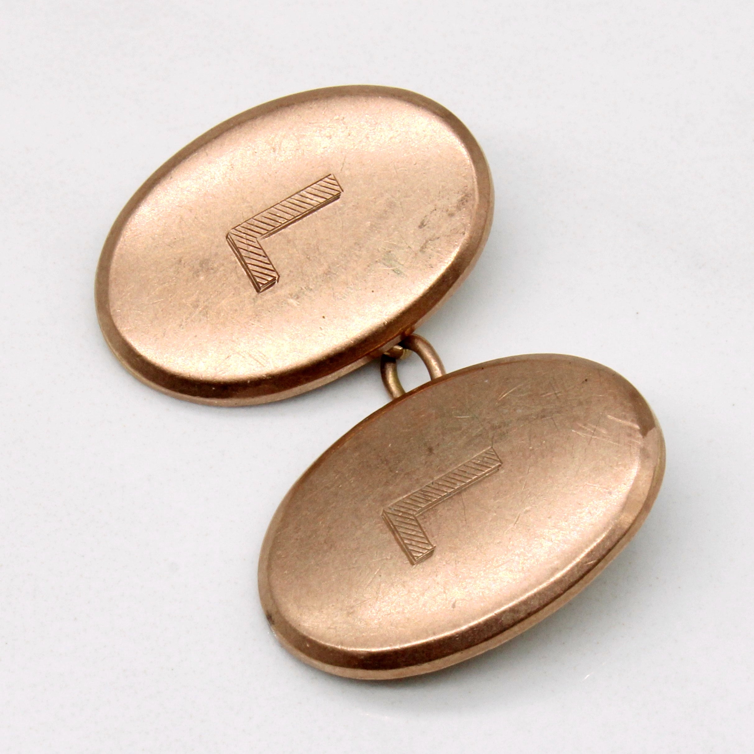 9k Yellow Gold 'L' Initial Cufflinks