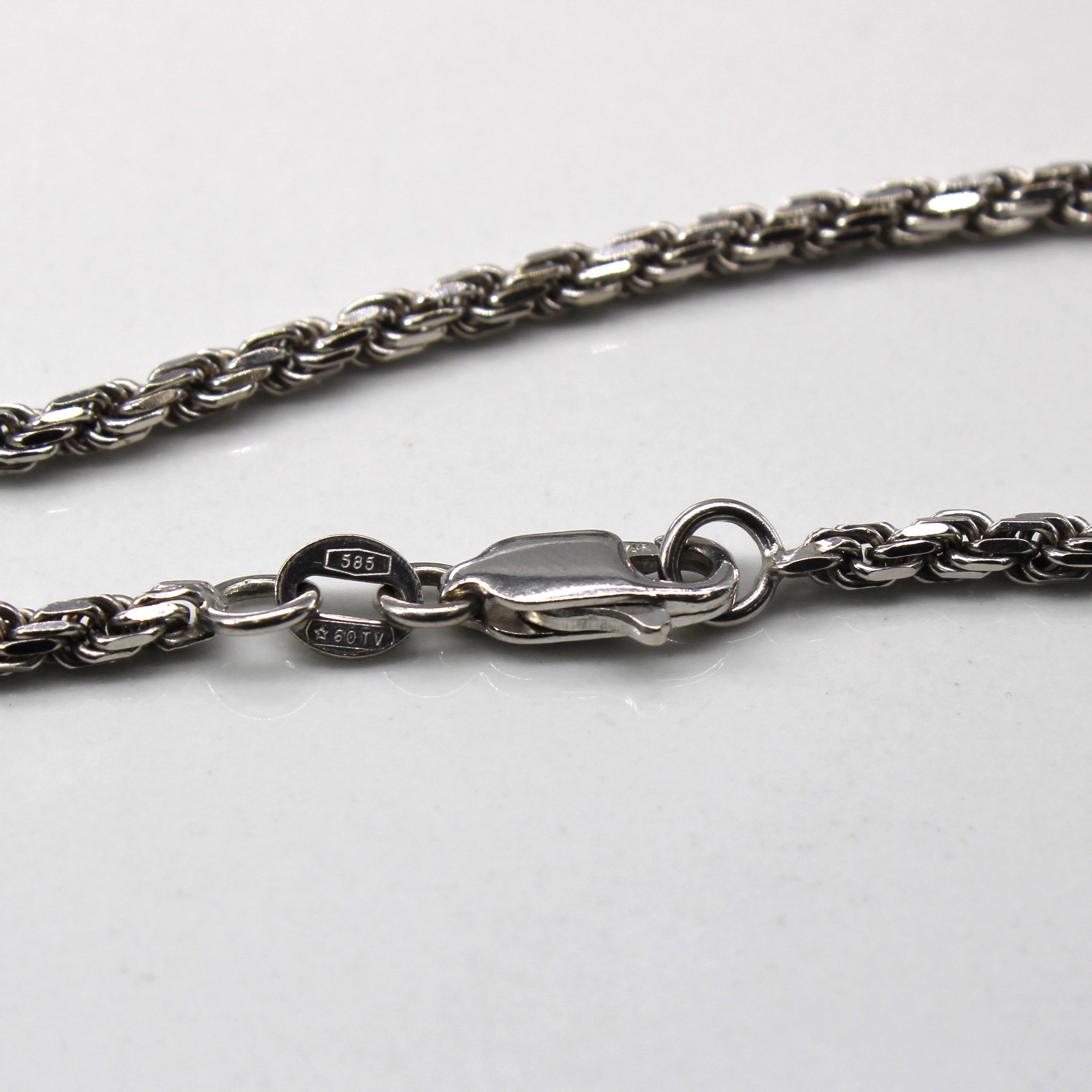 14k White Gold Rope Chain | 20"|