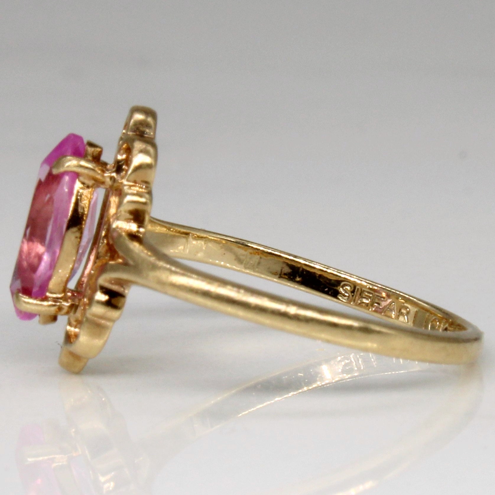 Bague en saphir rose synthétique | 0,57 ct | Taille 3,5 |