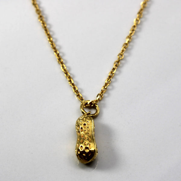 24k Yellow Gold Peanut Pendant Necklace | 17