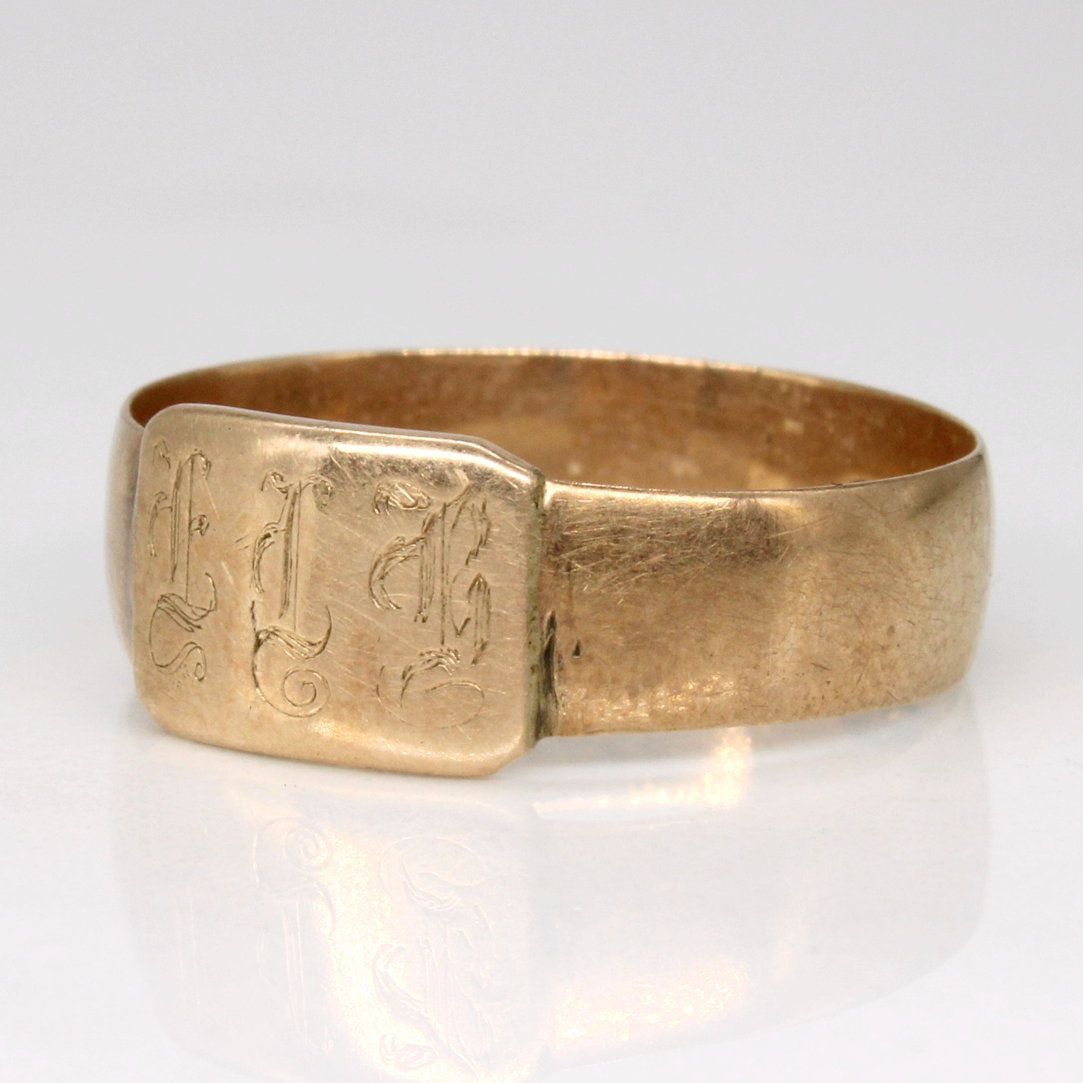14k Yellow Gold 'E.L.B.' Initial Ring | SZ 10 |
