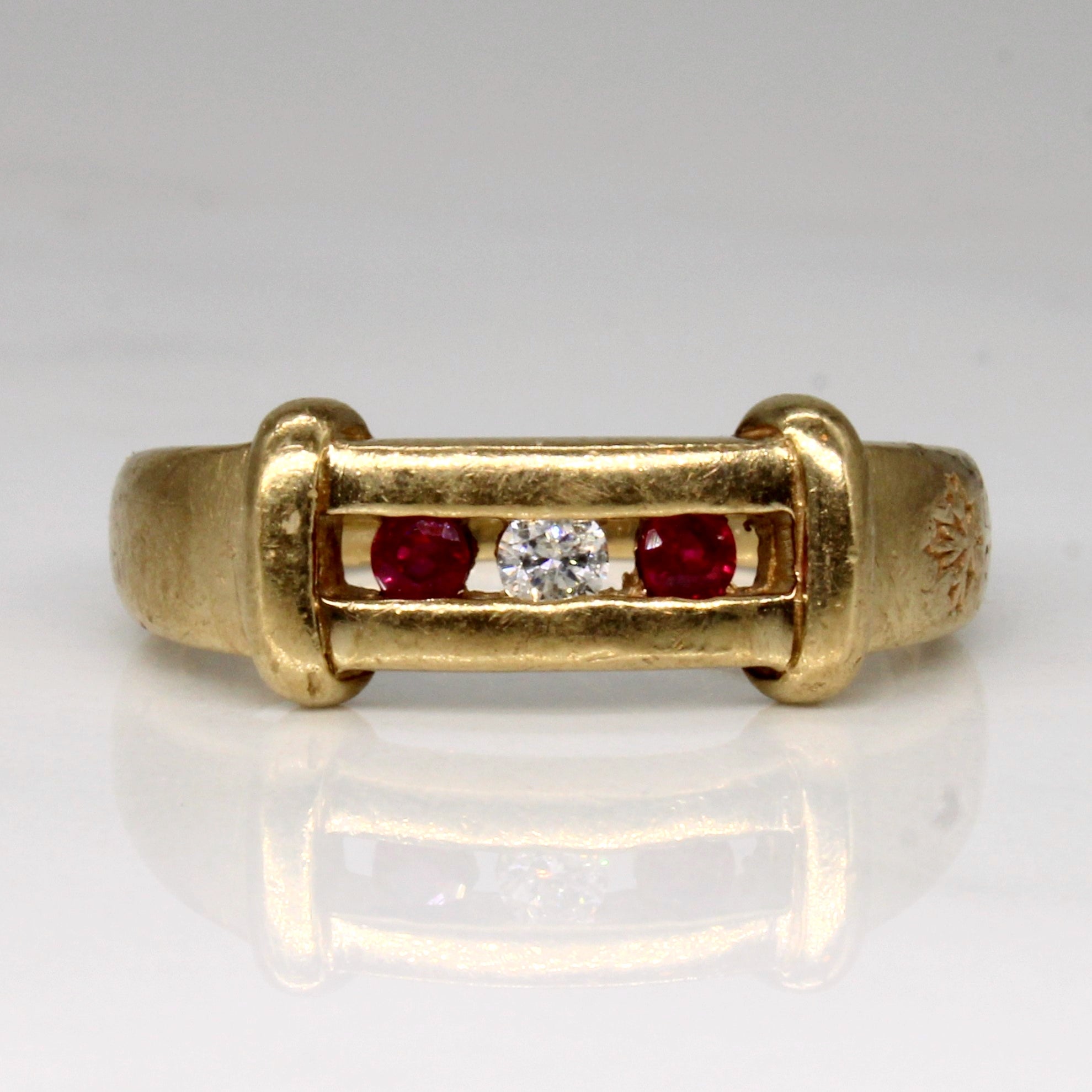 Channel Set Ruby & Diamond Ring | 0.08ctw, 0.06ct | SZ 6.75 |
