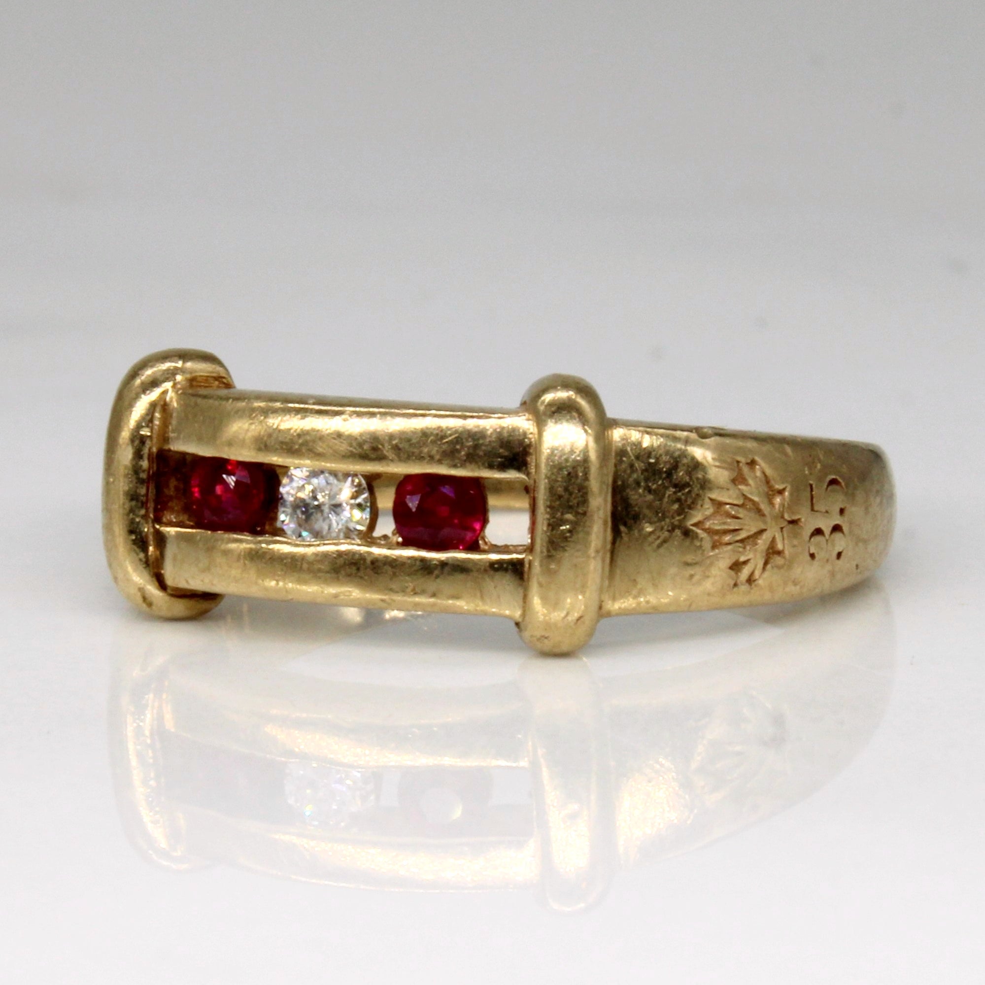 Channel Set Ruby & Diamond Ring | 0.08ctw, 0.06ct | SZ 6.75 |
