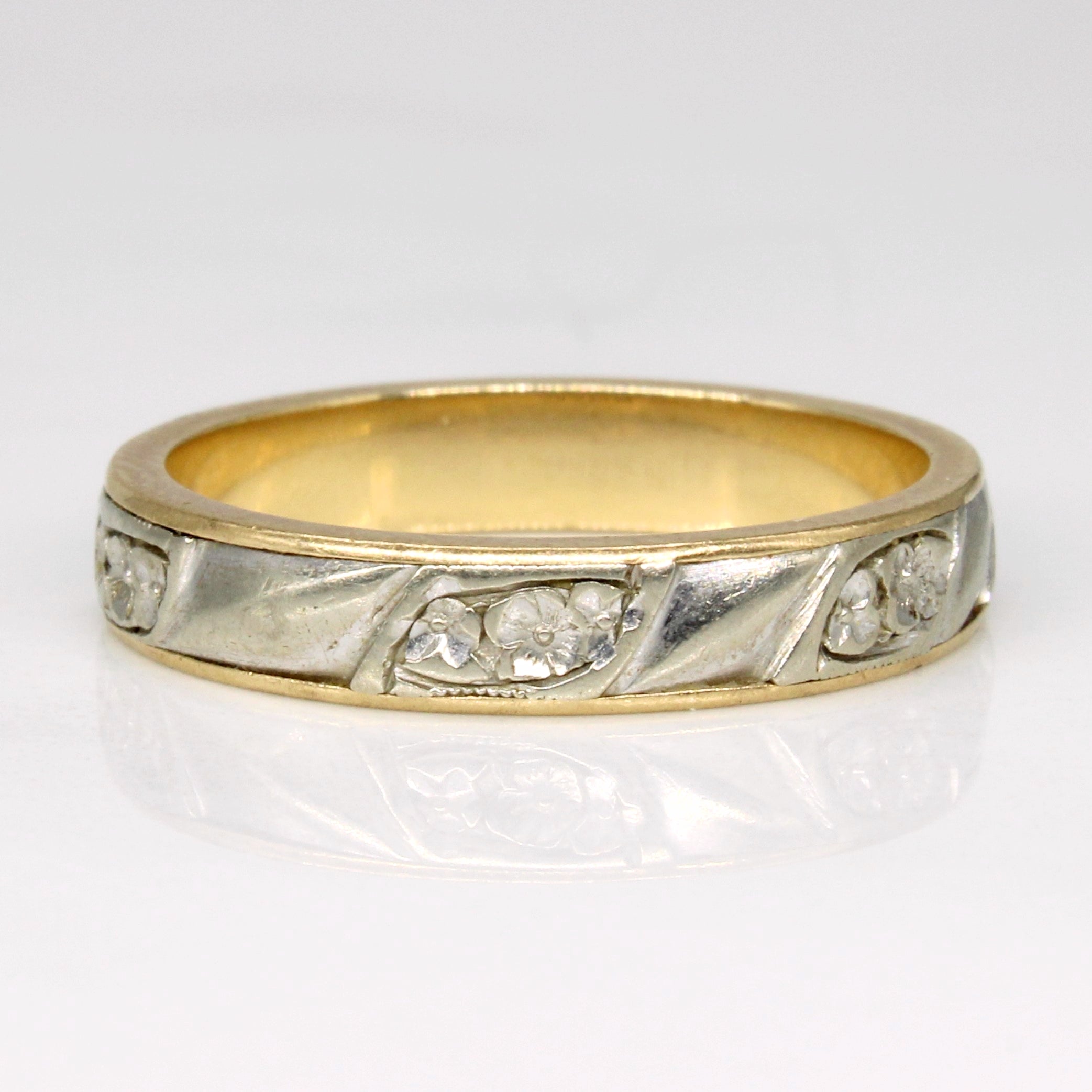 14k Two Tone Gold Floral Band | SZ 6.25 |
