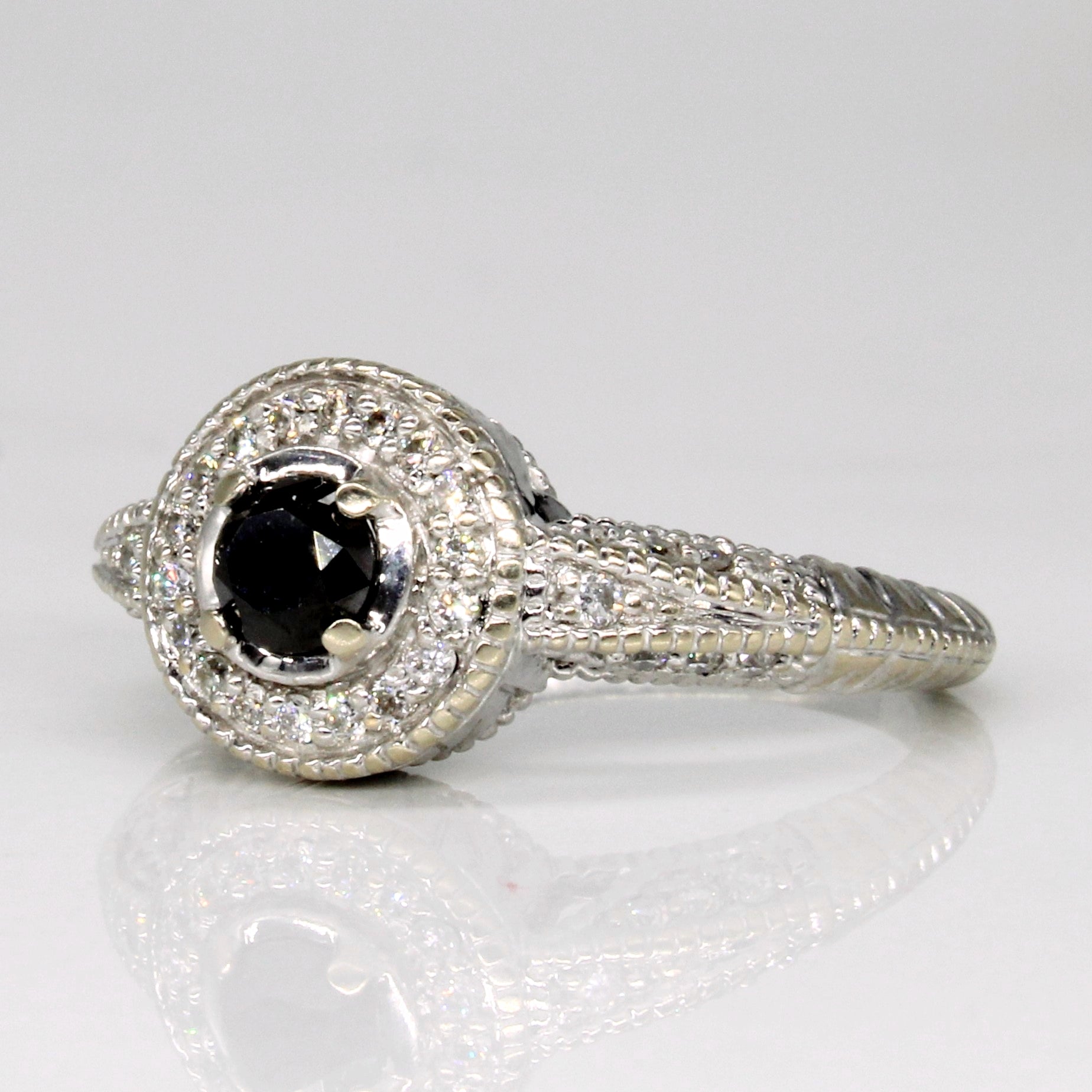 Black & White Diamond Halo Ring | 0.30ct, 0.14ctw | SZ 5.75 |