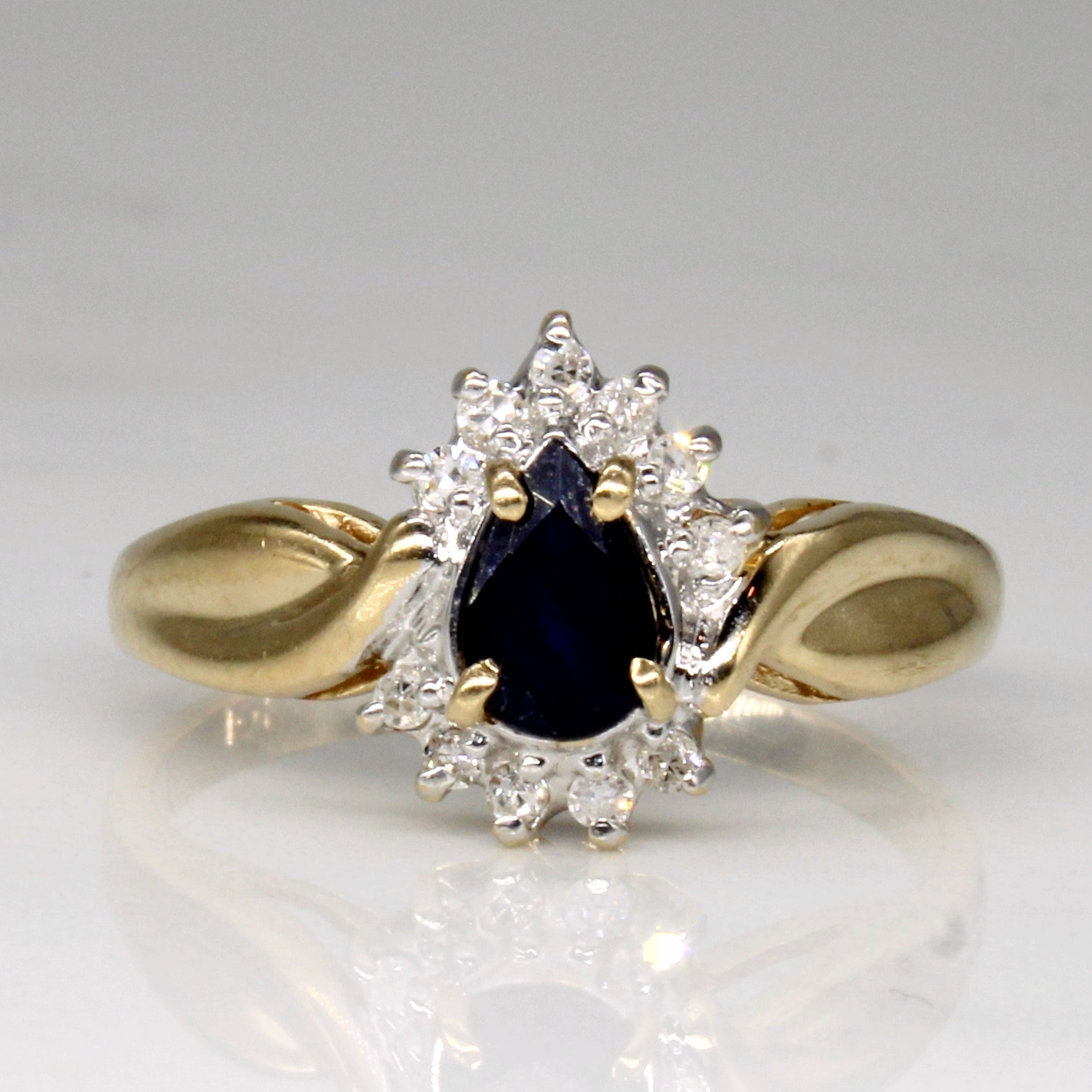 Sapphire & Diamond Halo Set Ring | 0.43ct, 0.05ctw | SZ 6 |