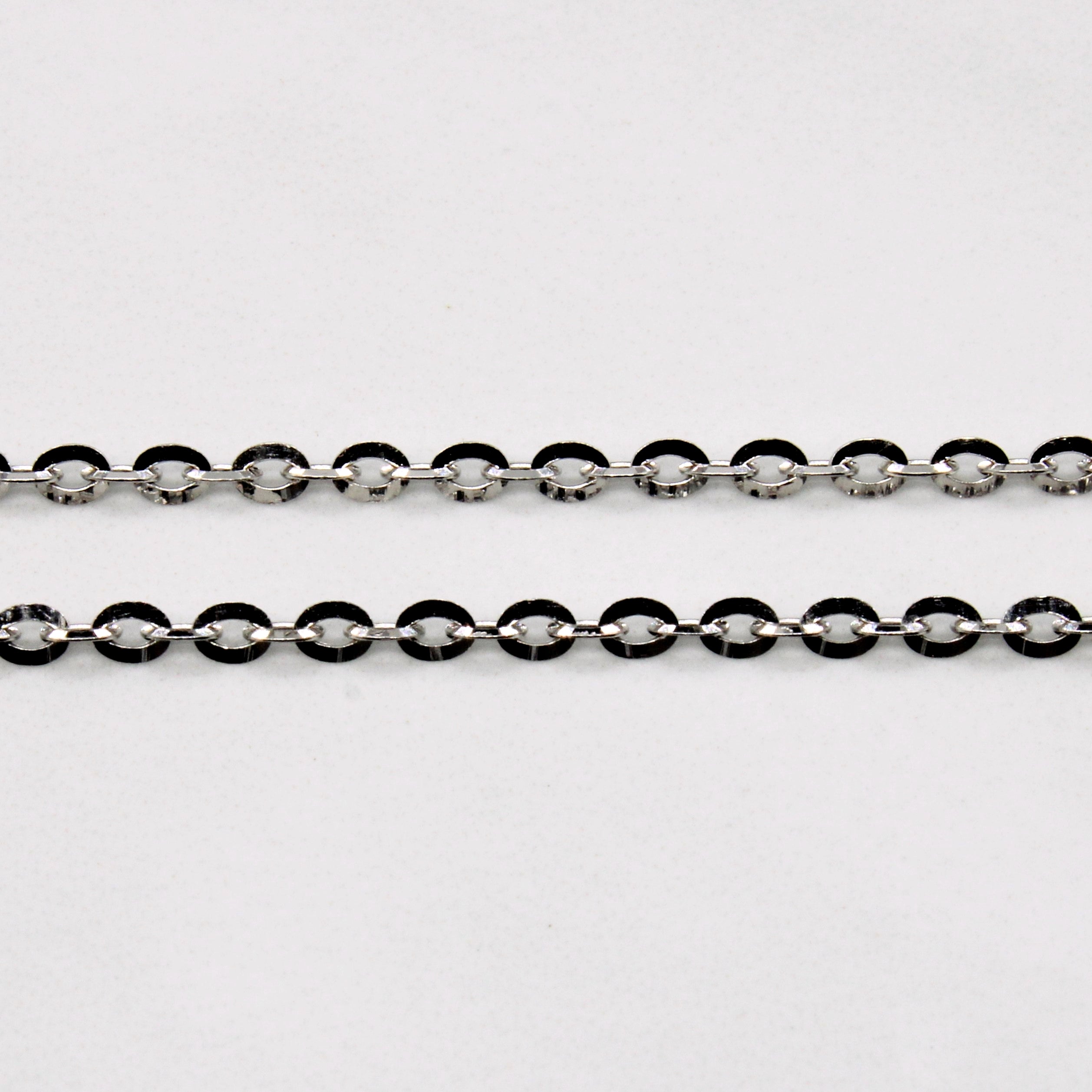 Italian 14k White Gold Flattened Cable Chain | 17" |