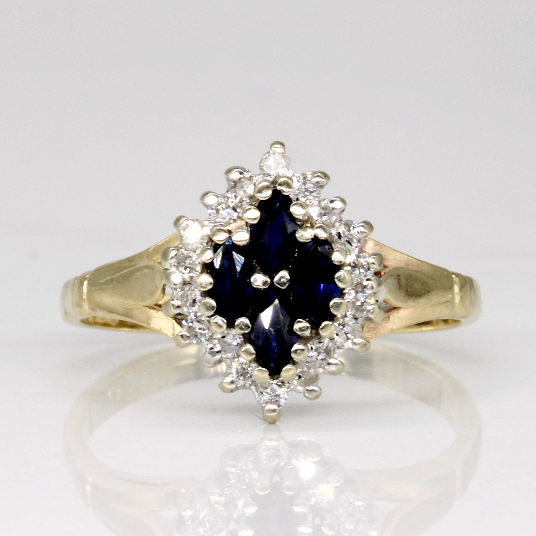 Bague cocktail saphir et diamants | 0,28 ct, 0,18 ct | Taille 6,75 |