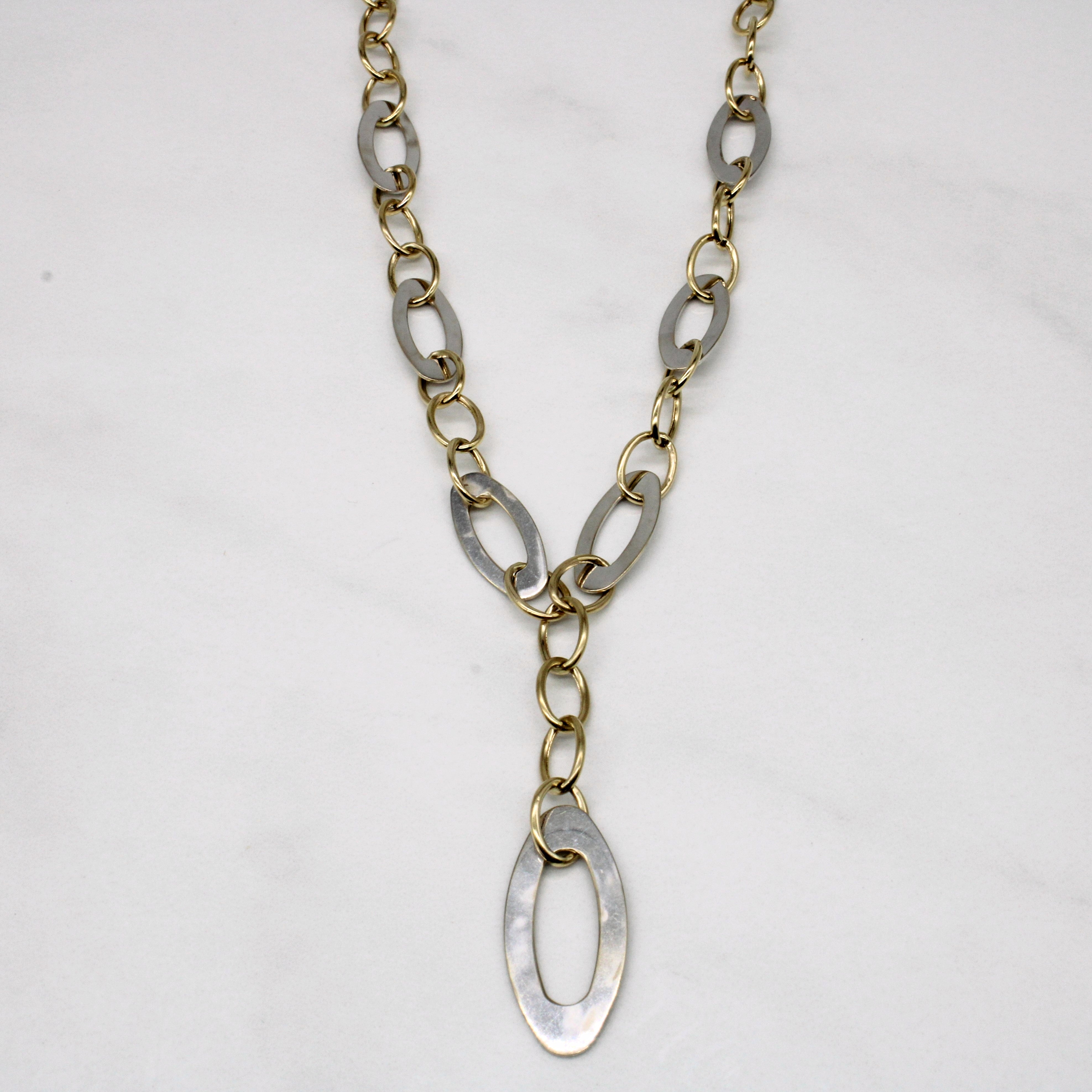 14k Two Tone Gold Drop Pendant Necklace | 17" |