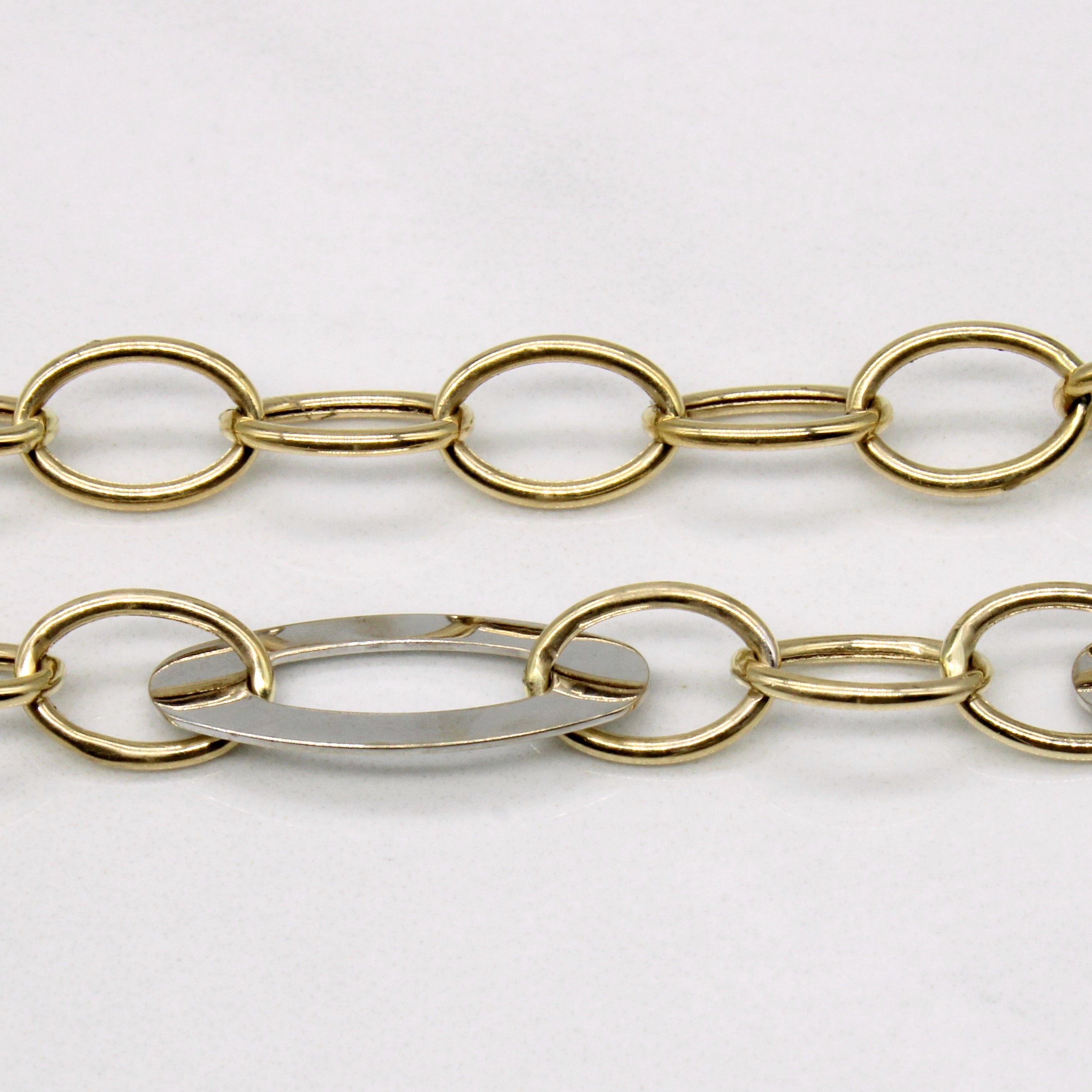 14k Two Tone Gold Drop Pendant Necklace | 17" |