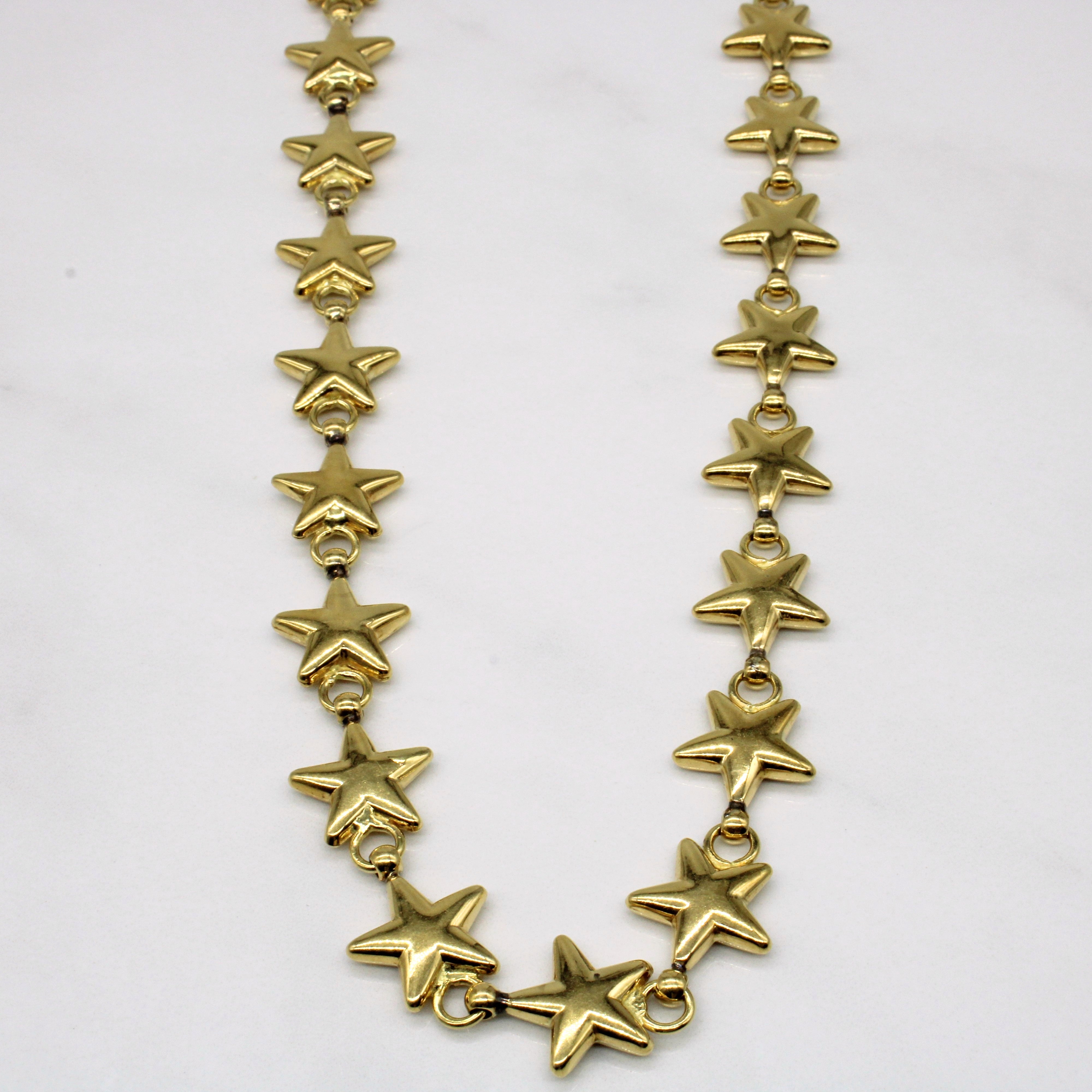 Italian Hallmarked 18k Yellow Gold Star Necklace | 17" |