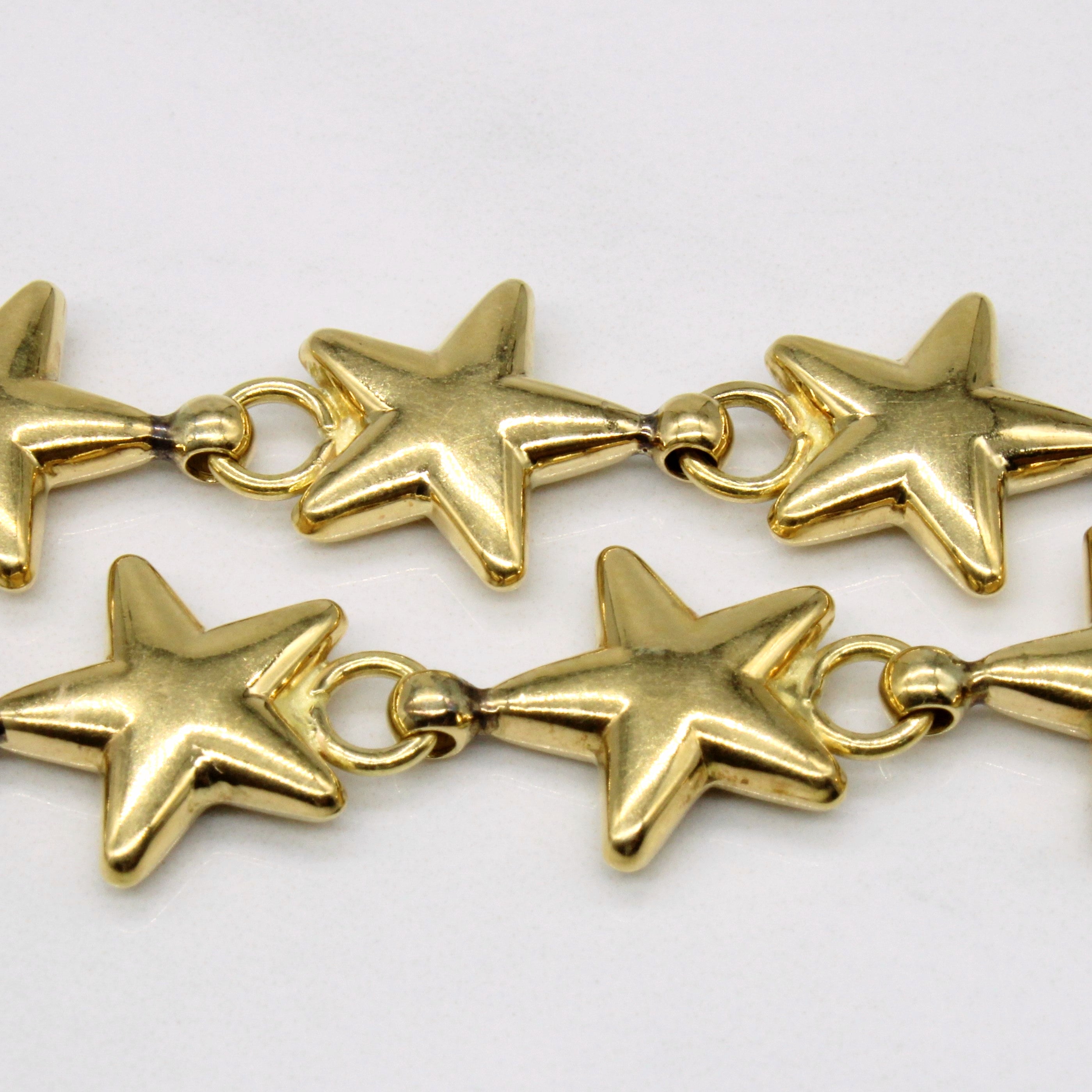 Italian Hallmarked 18k Yellow Gold Star Necklace | 17" |