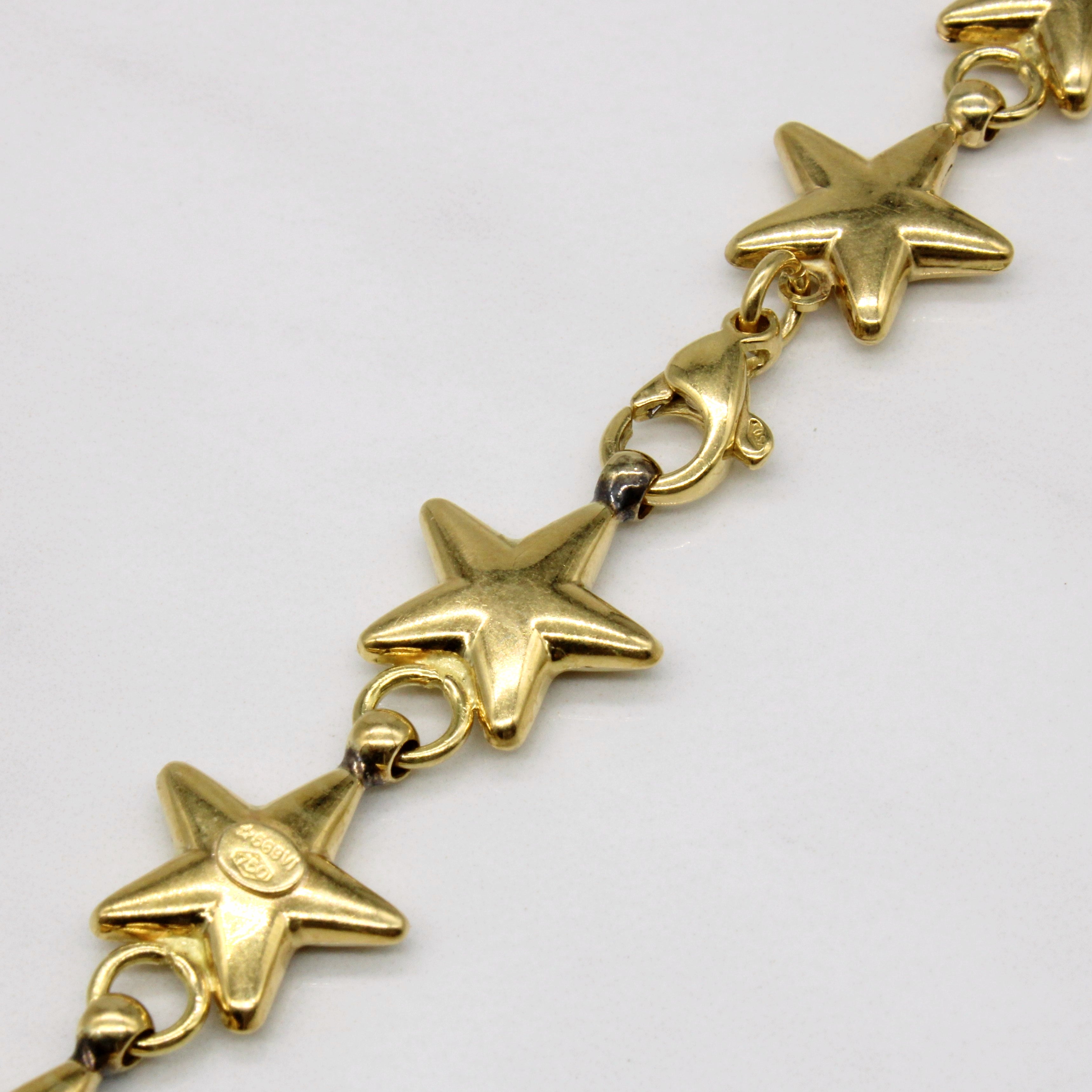 Italian Hallmarked 18k Yellow Gold Star Necklace | 17" |