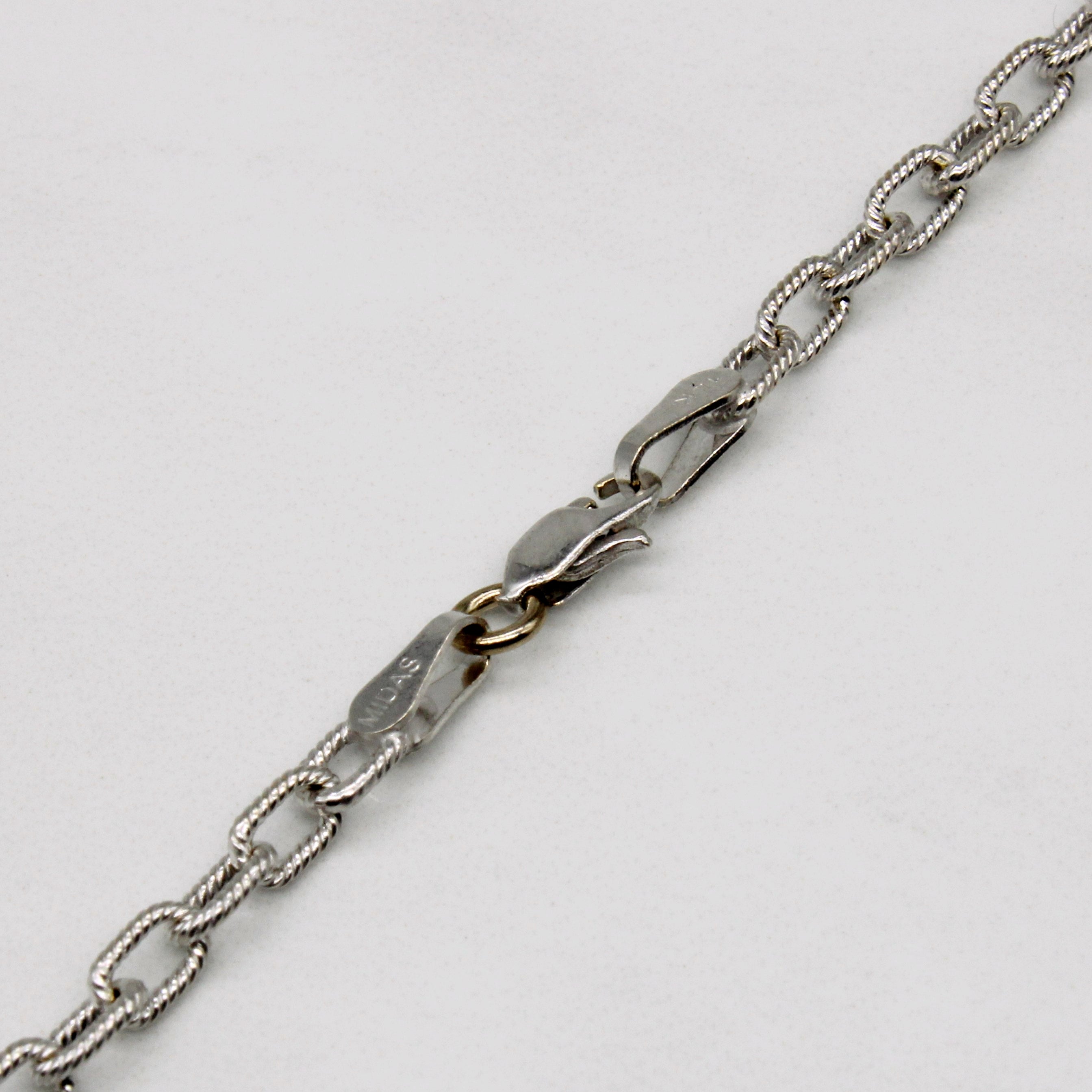 14k White Gold Textured Cable Link Chain | 20" |