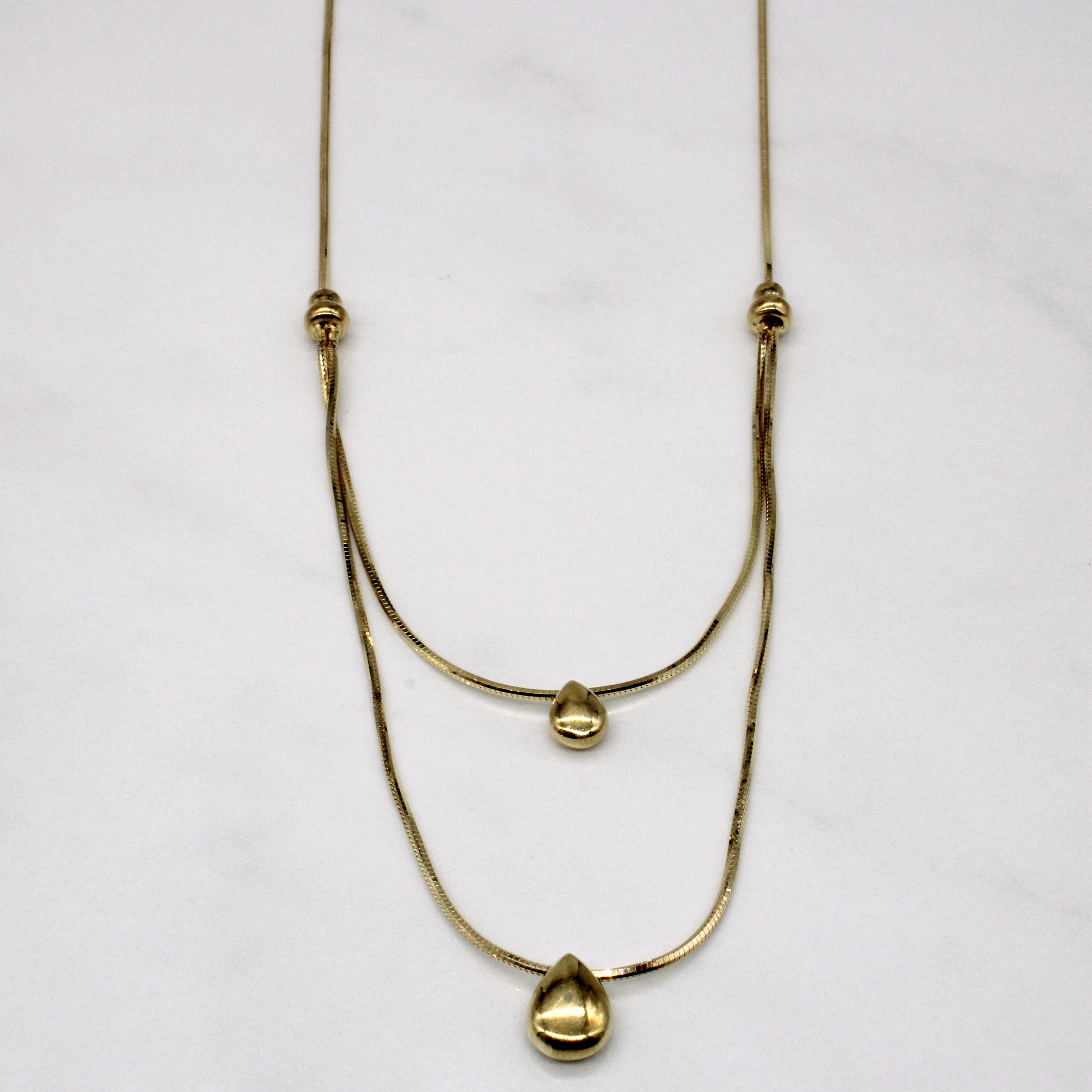 Italian 14k Yellow Gold Teardrop Charm Necklace | 17" |