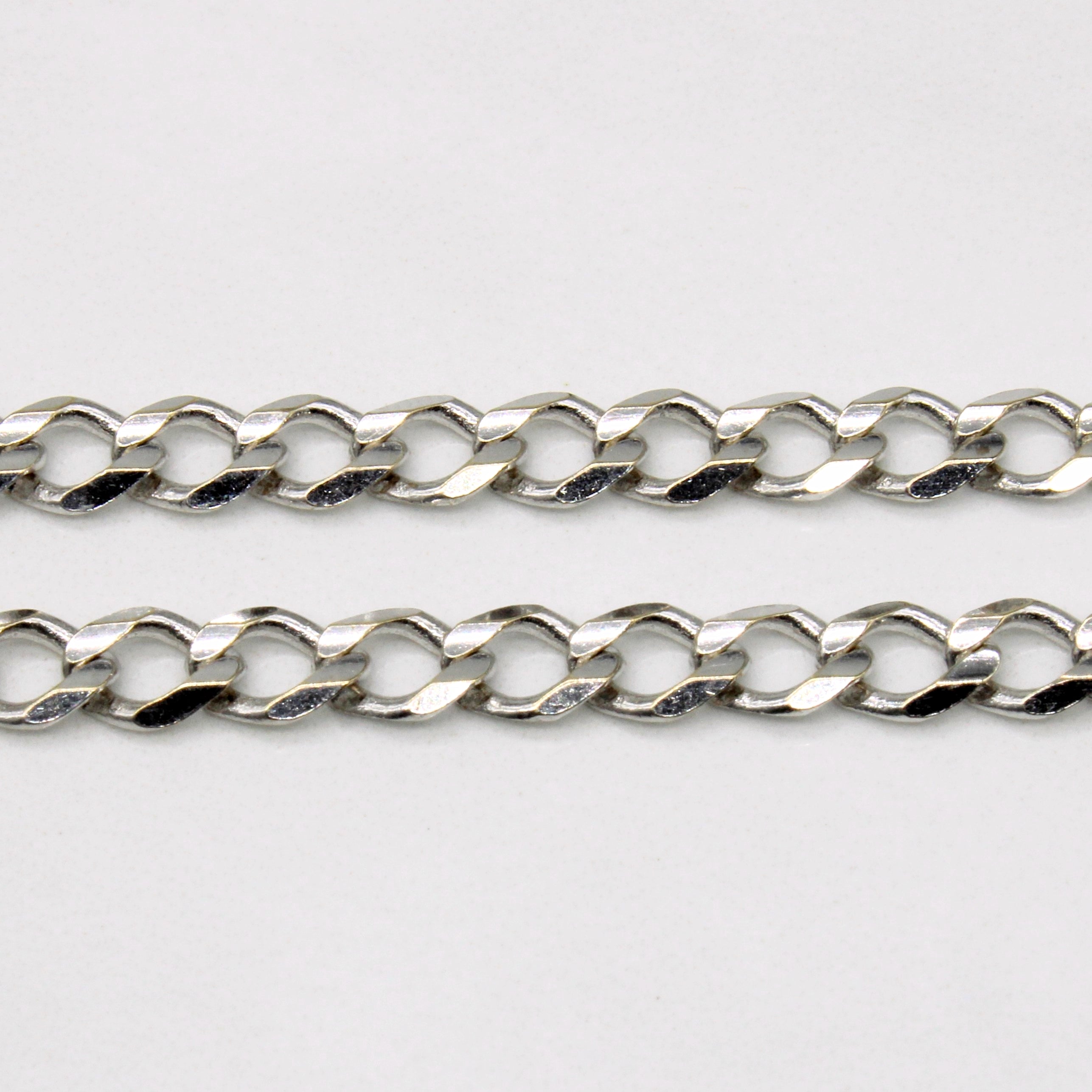 Italian 10k White Gold Curb Link Chain | 18" |