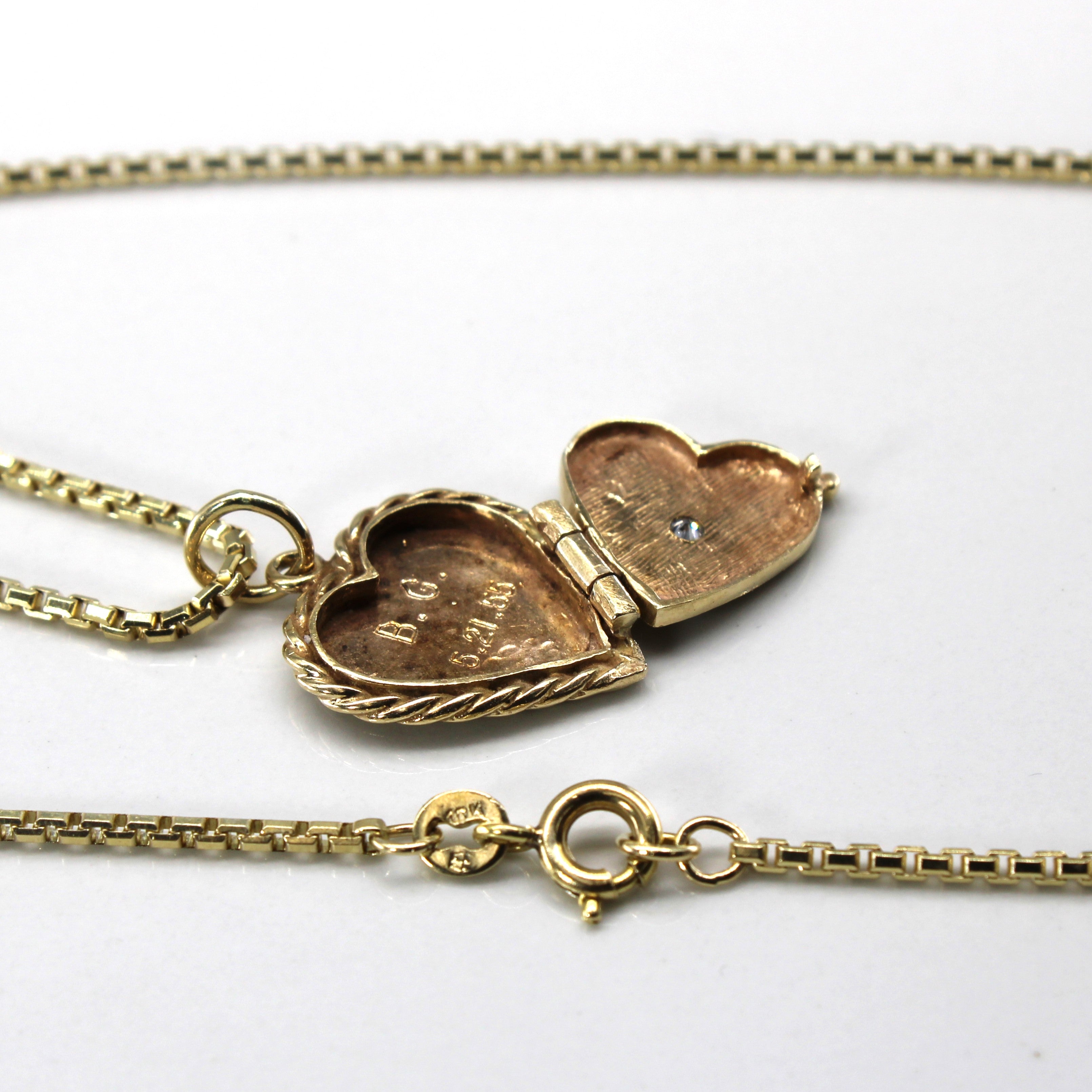 Diamond Heart Locket Necklace | 0.04ct | 22"|