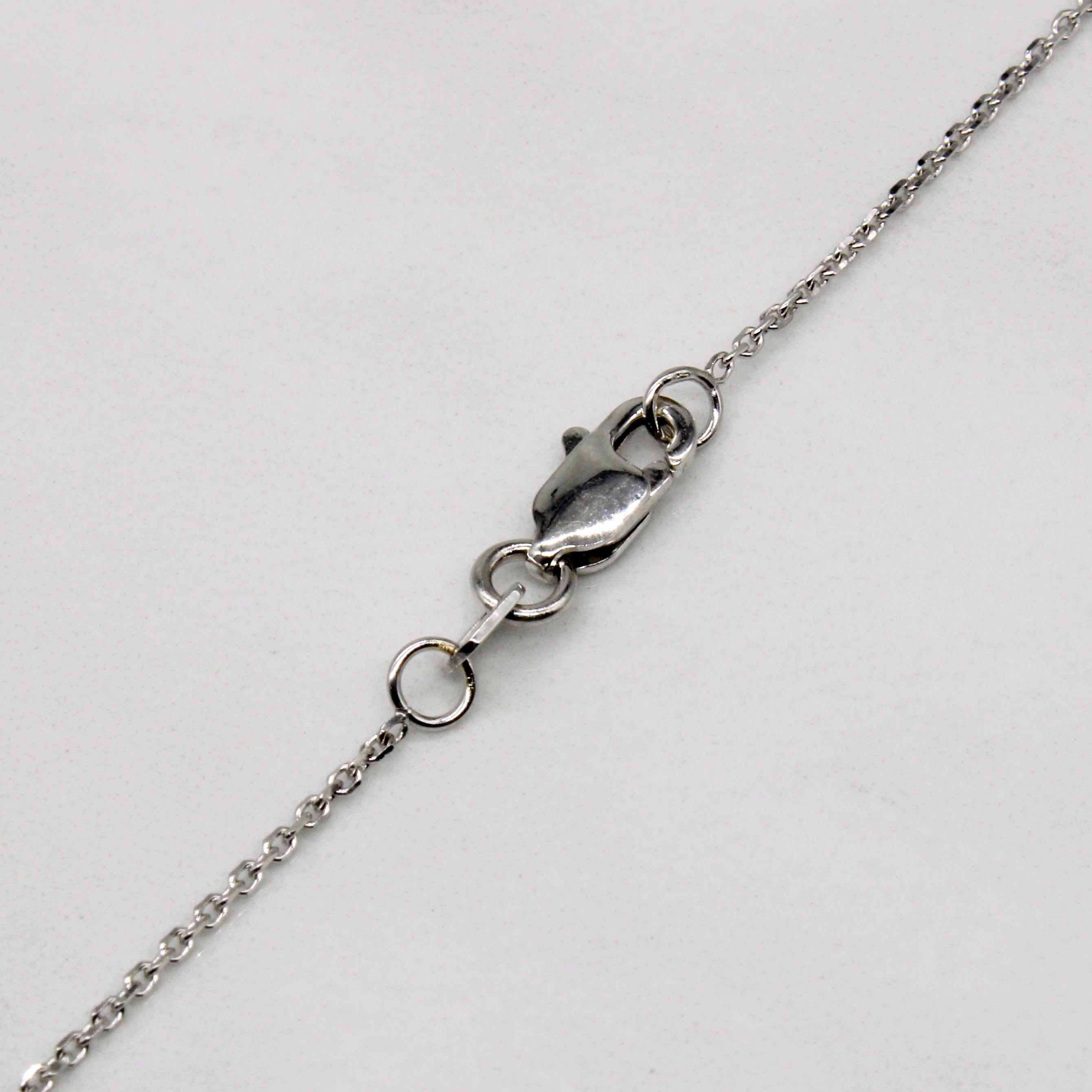 14k White Gold Teardrop Pendant & Necklace | 18" |