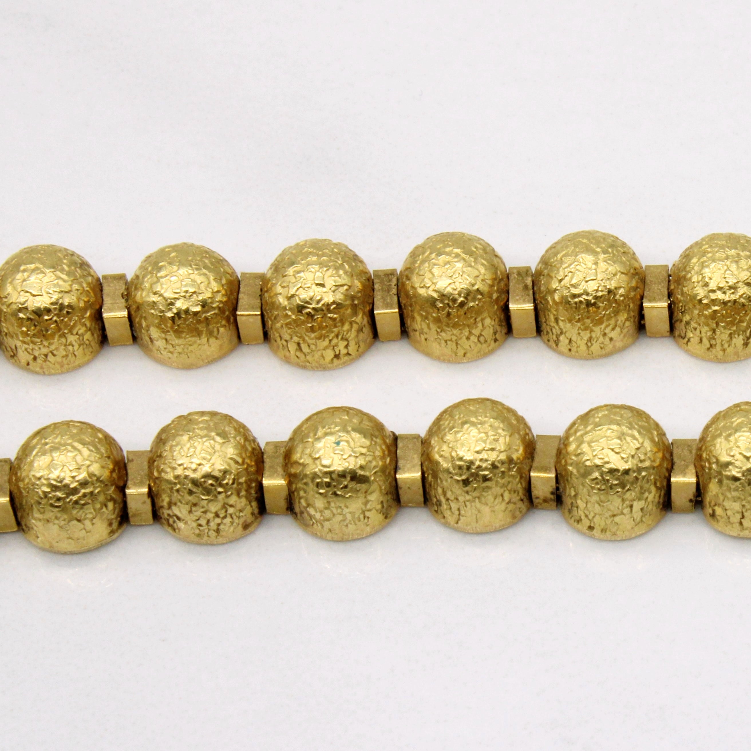 Vintage Italian 18k Yellow Gold Beaded Chain Necklace | 16" |