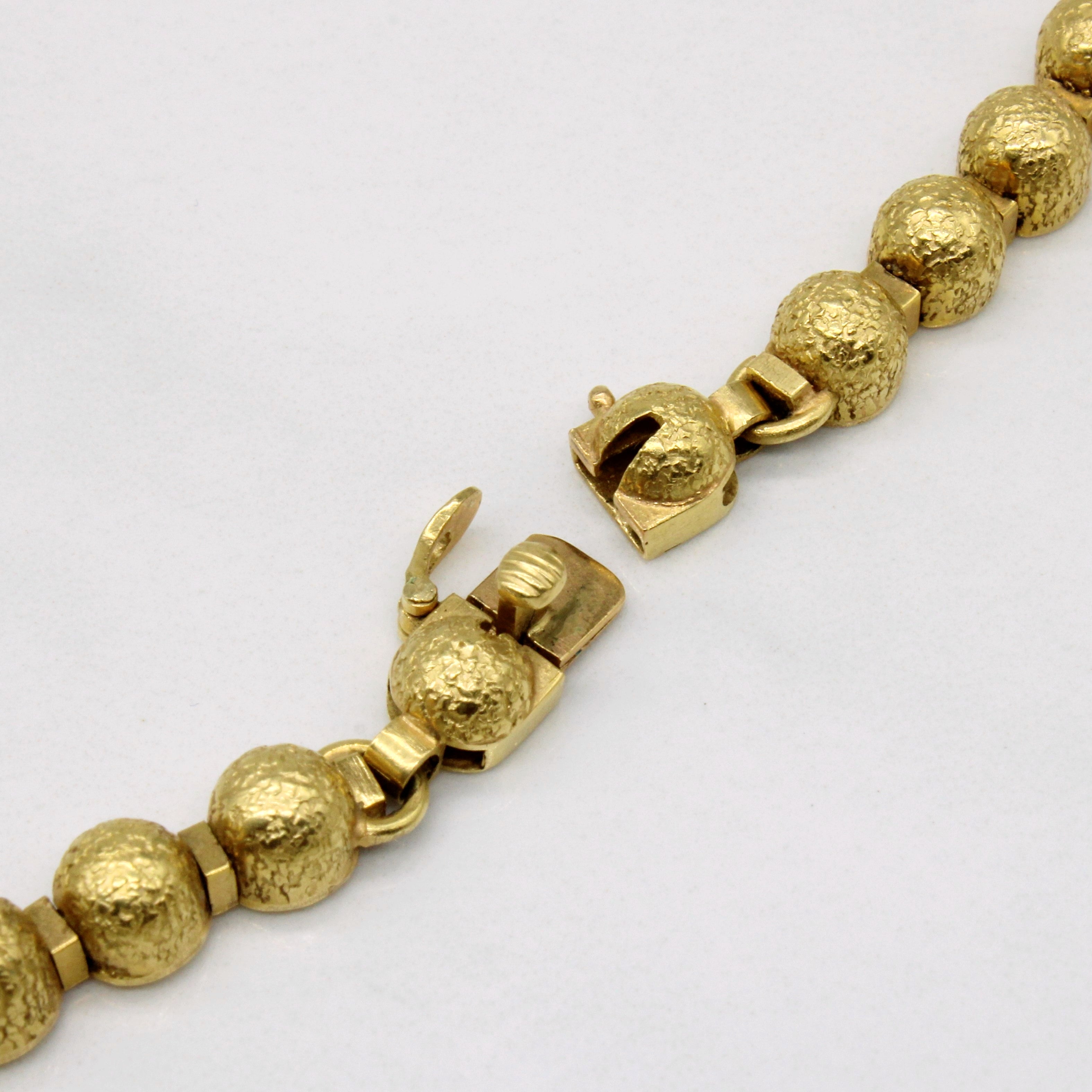 Vintage Italian 18k Yellow Gold Beaded Chain Necklace | 16" |