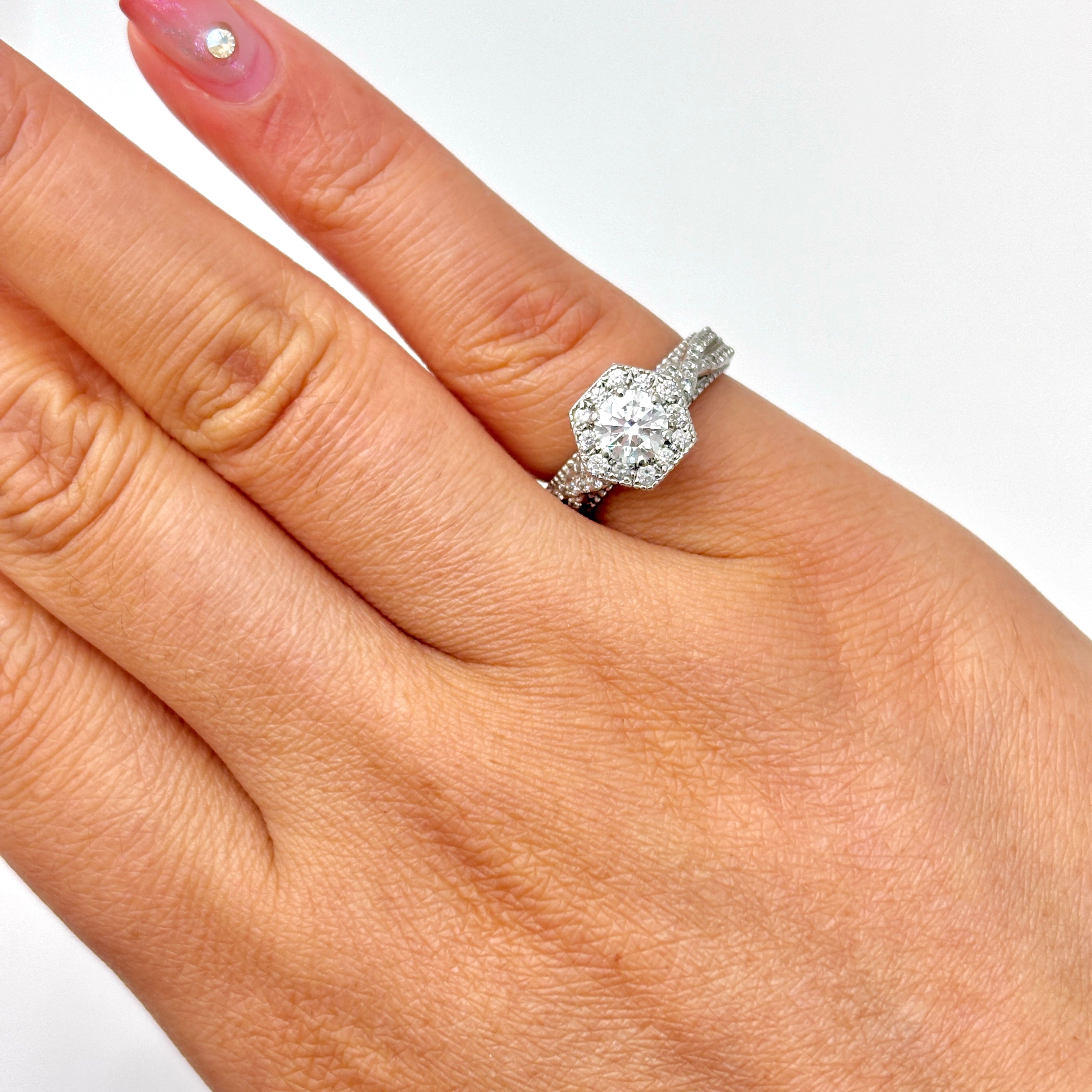 18k White Gold Diamond Engagement Ring | 1.23ctw, 0.02ctw | SZ 4.5