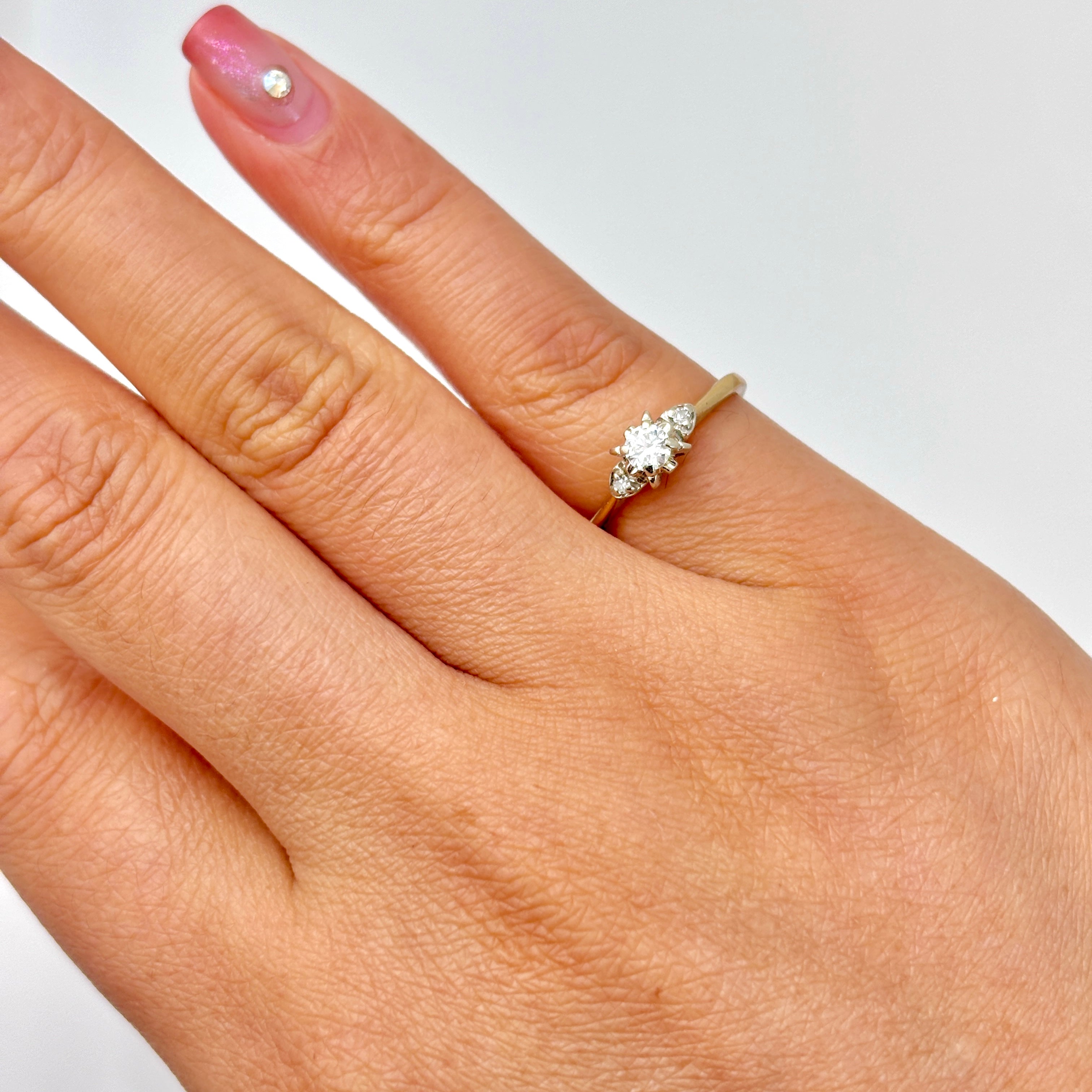 14k Yellow and White Gold Diamond Ring | 0.18ctw | SZ 4.5
