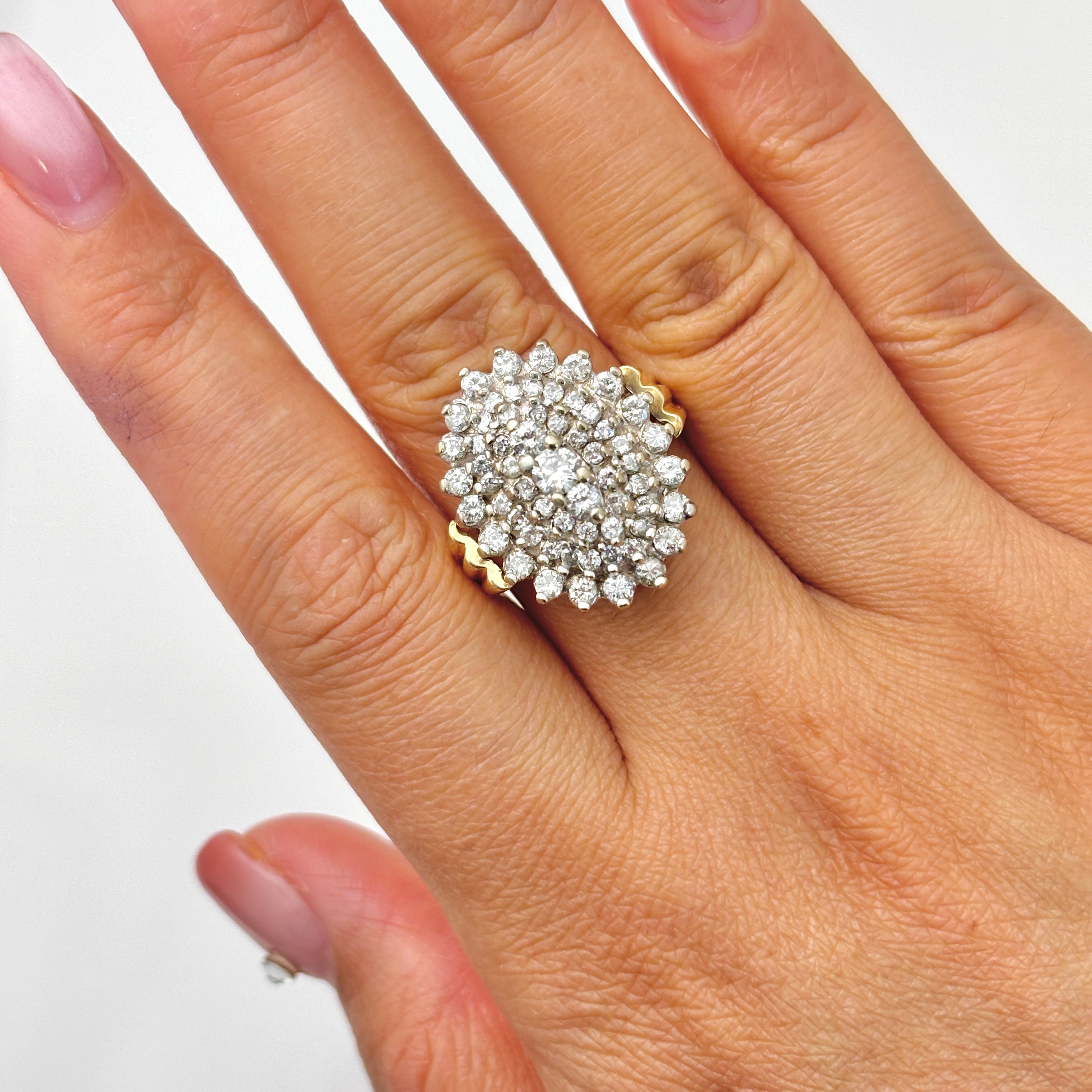10k Yellow and White Gold Diamond Ring | 1.56ctw | SZ 8