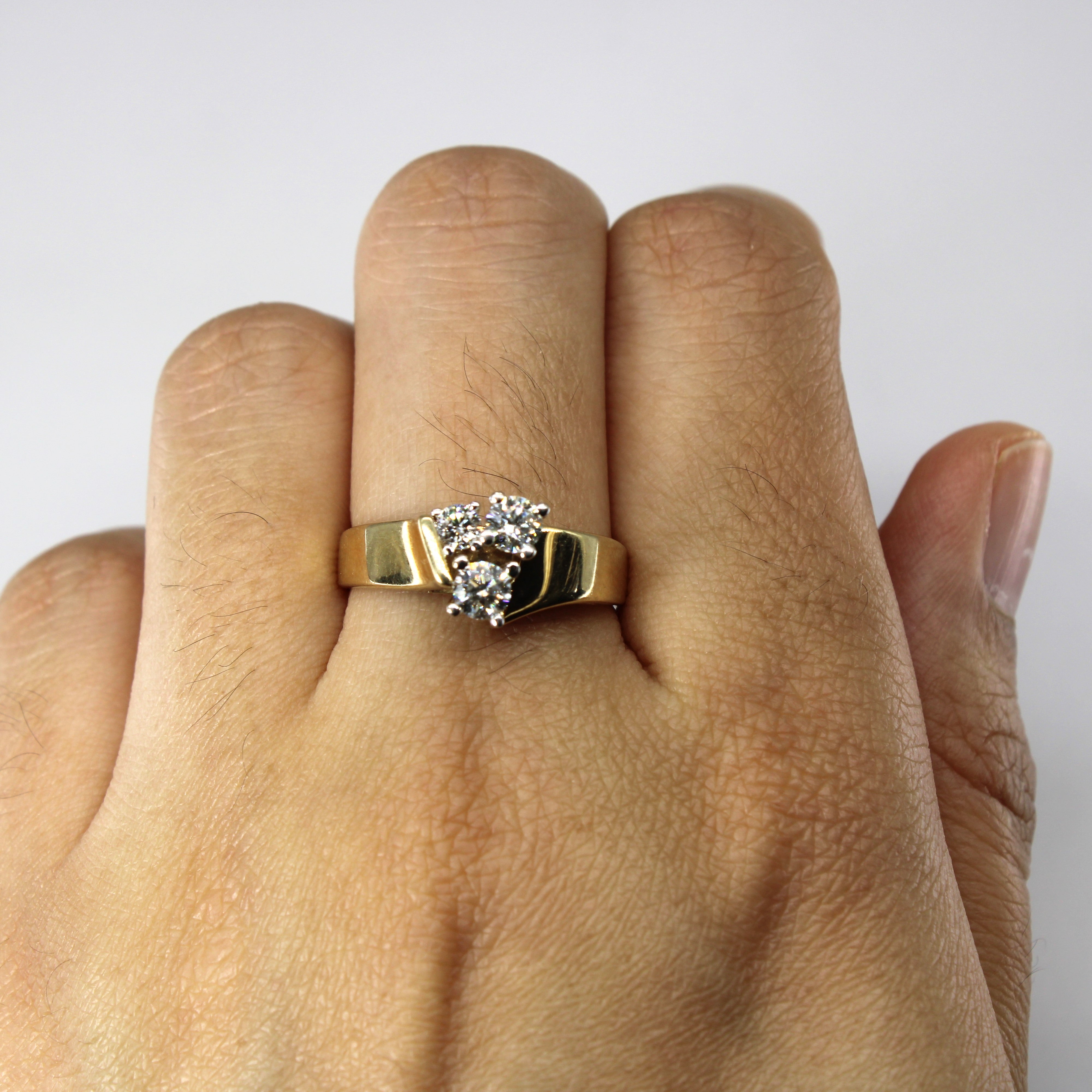 Offset Three Stone Diamond Ring | 0.60ctw | SZ 8.25 |
