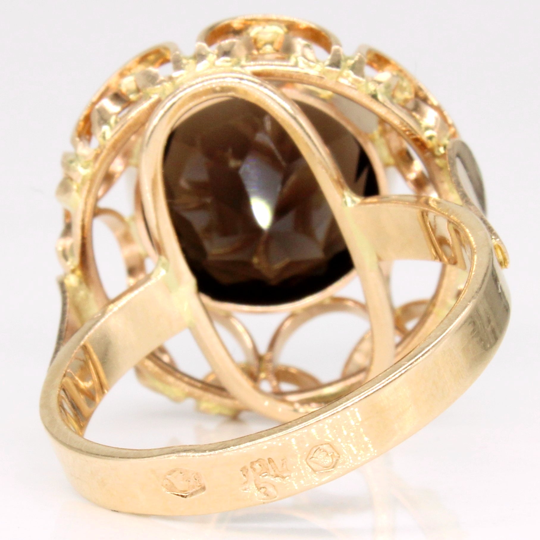 Vintage Krakow Hallmarked Smoky Quartz Cocktail Ring | 5.75ct | SZ 8.25 |