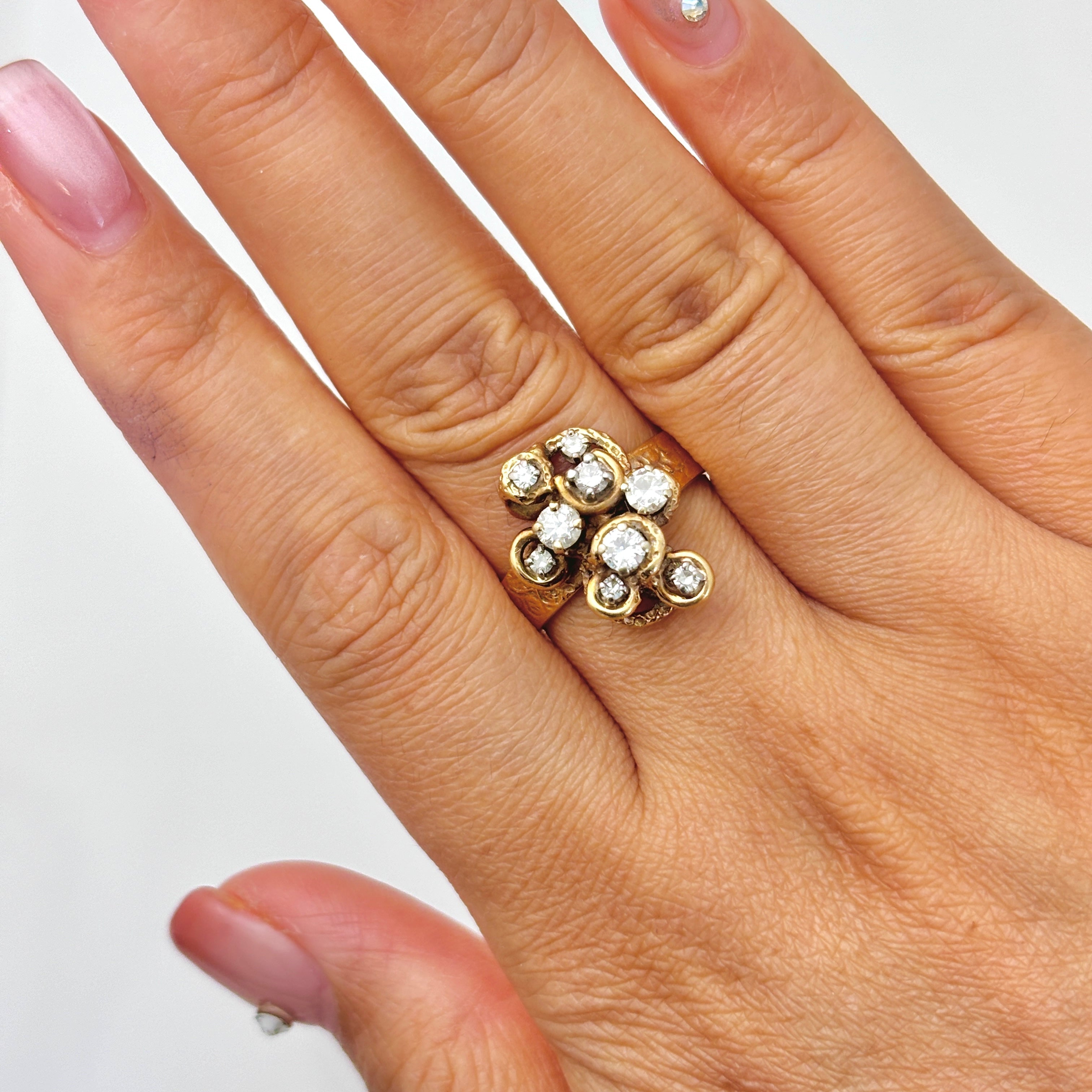 14k Yellow Gold Diamond Cocktail Ring | 0.56ctw | SZ 8.25