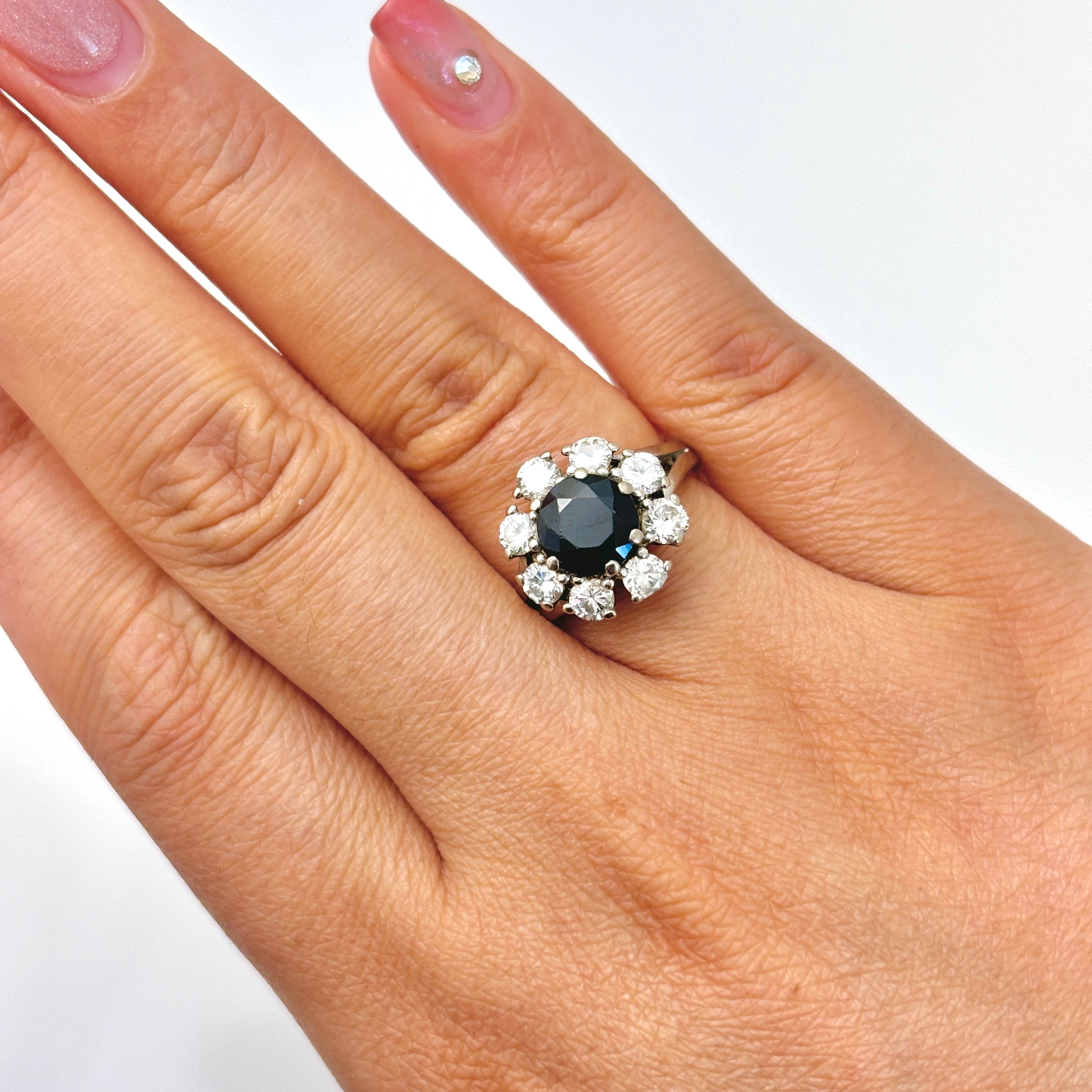 14k White Gold Sapphire and Diamond Ring | 2.11ct, 1.06ctw | SZ 6