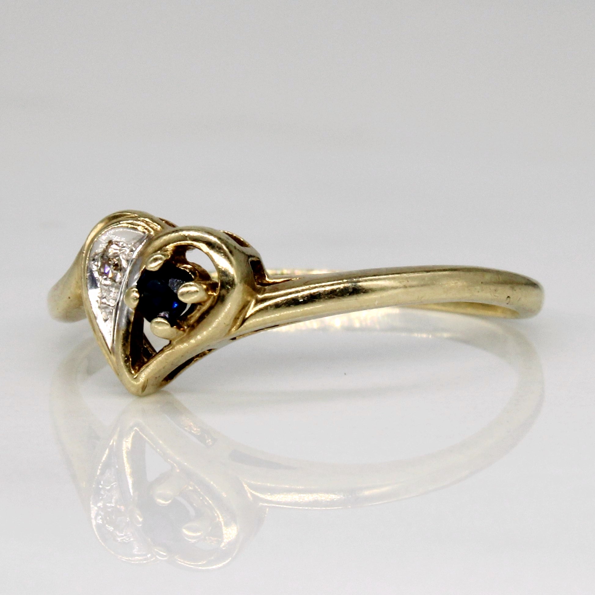 Sapphire & Diamond Heart Ring | 0.06ct, 0.01ct | SZ 8.25 |