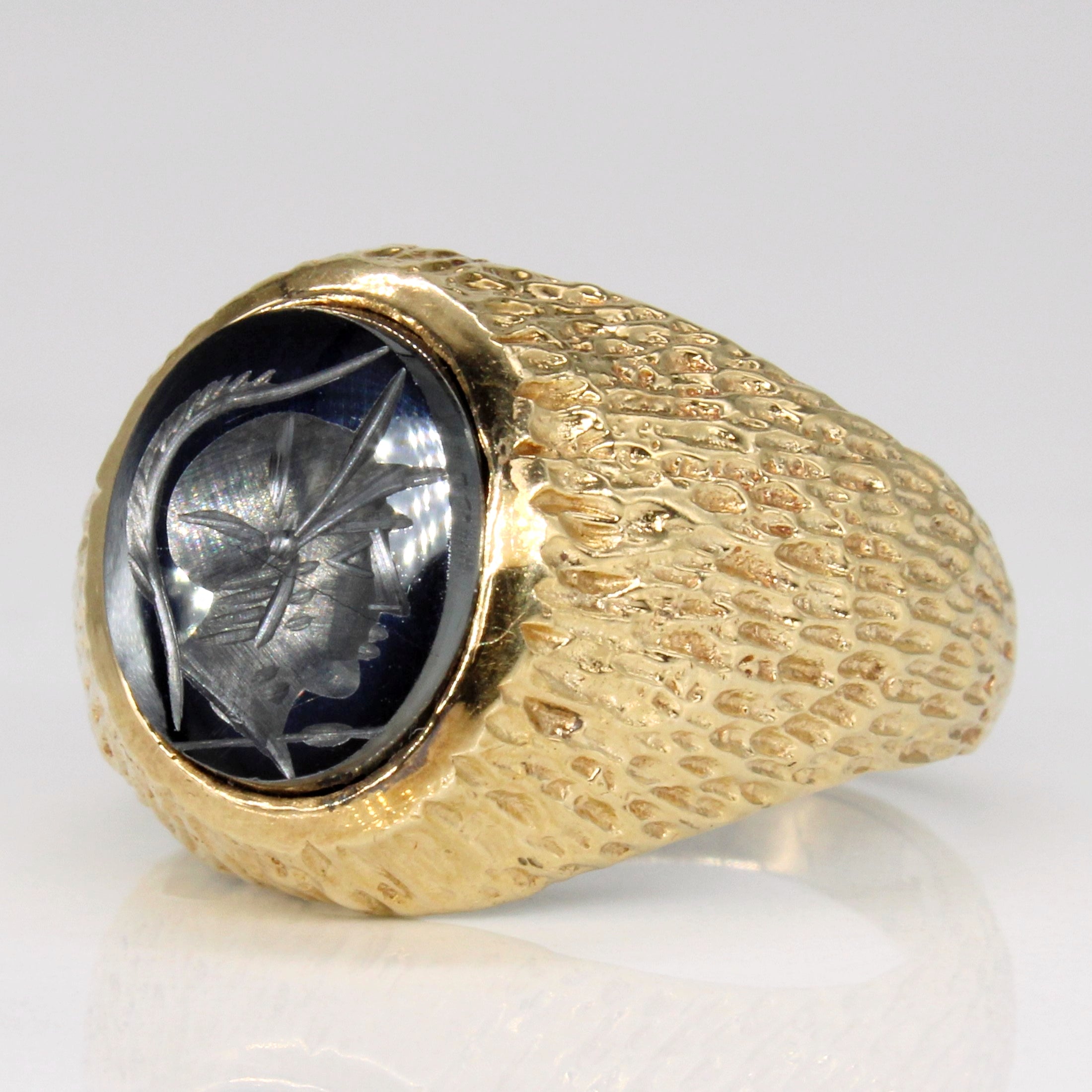 Carved Intaglio Hematite Ring | 4.00ct | SZ 9.75 |