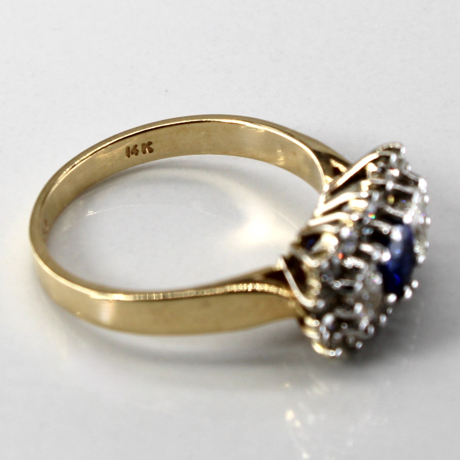 Sapphire and Diamond Cluster 14k Ring | 0.5 ctw, 0.33ctw, 0.45ctw | SZ 6.5 |