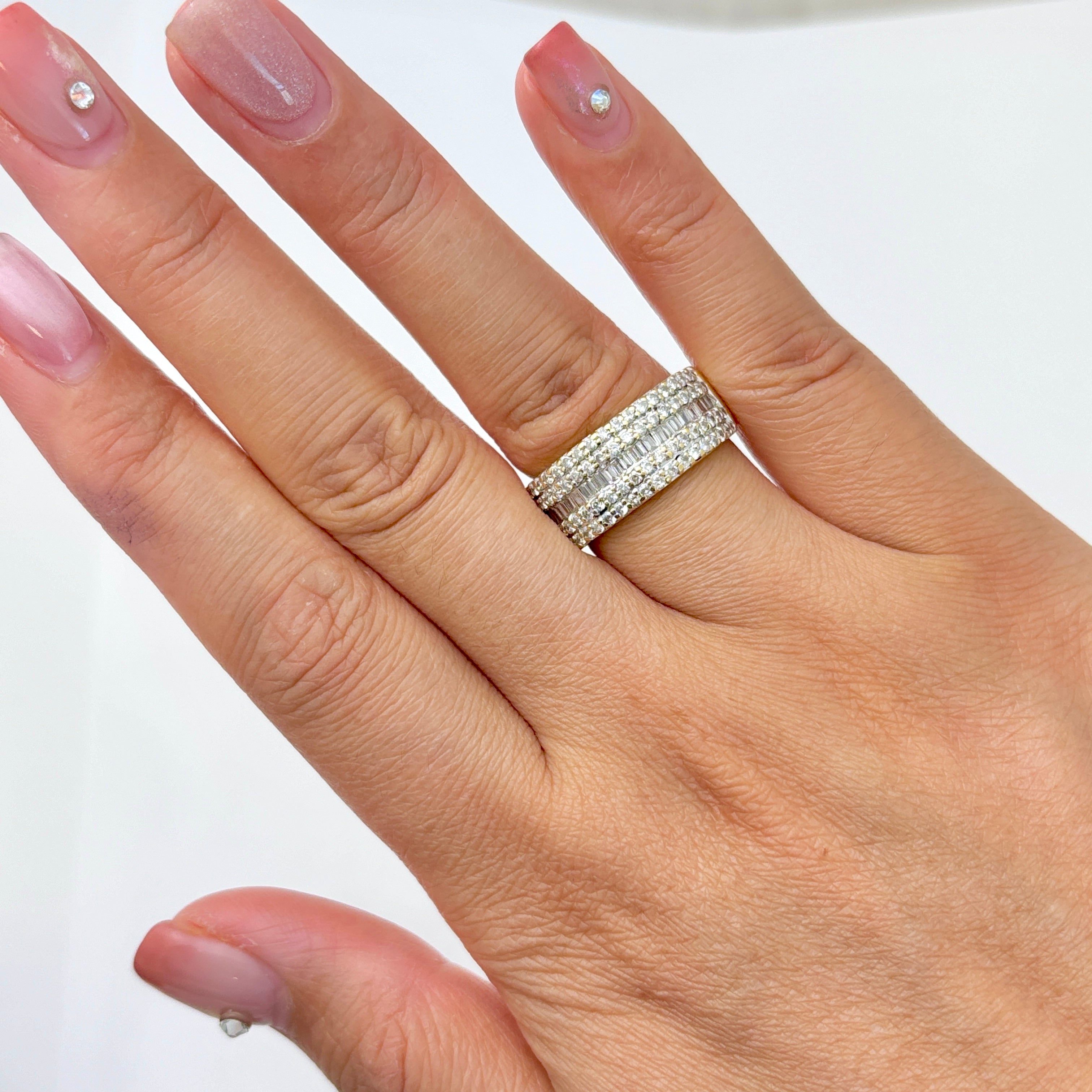 18k Yellow Gold Five Rows Diamond Ring | 1.30ctw | SZ 7.25