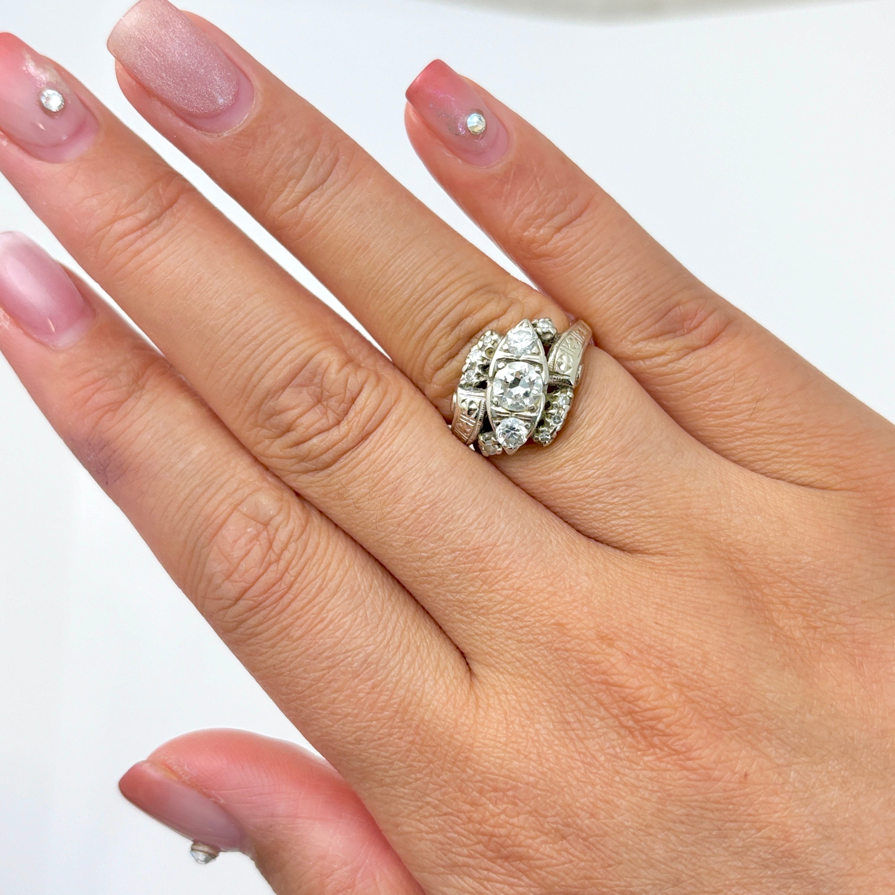 14k Two Tone Gold Diamond Ring | 0.99ctw | SZ 5.25