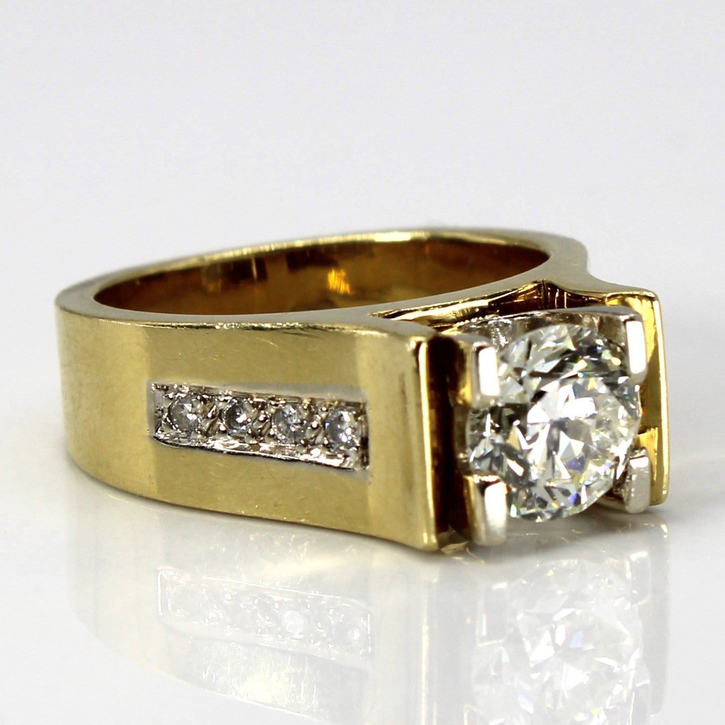 Bague en or 18 carats avec diamant rond brillant de 1,4 carat | 1,4 ct | Taille 6,5