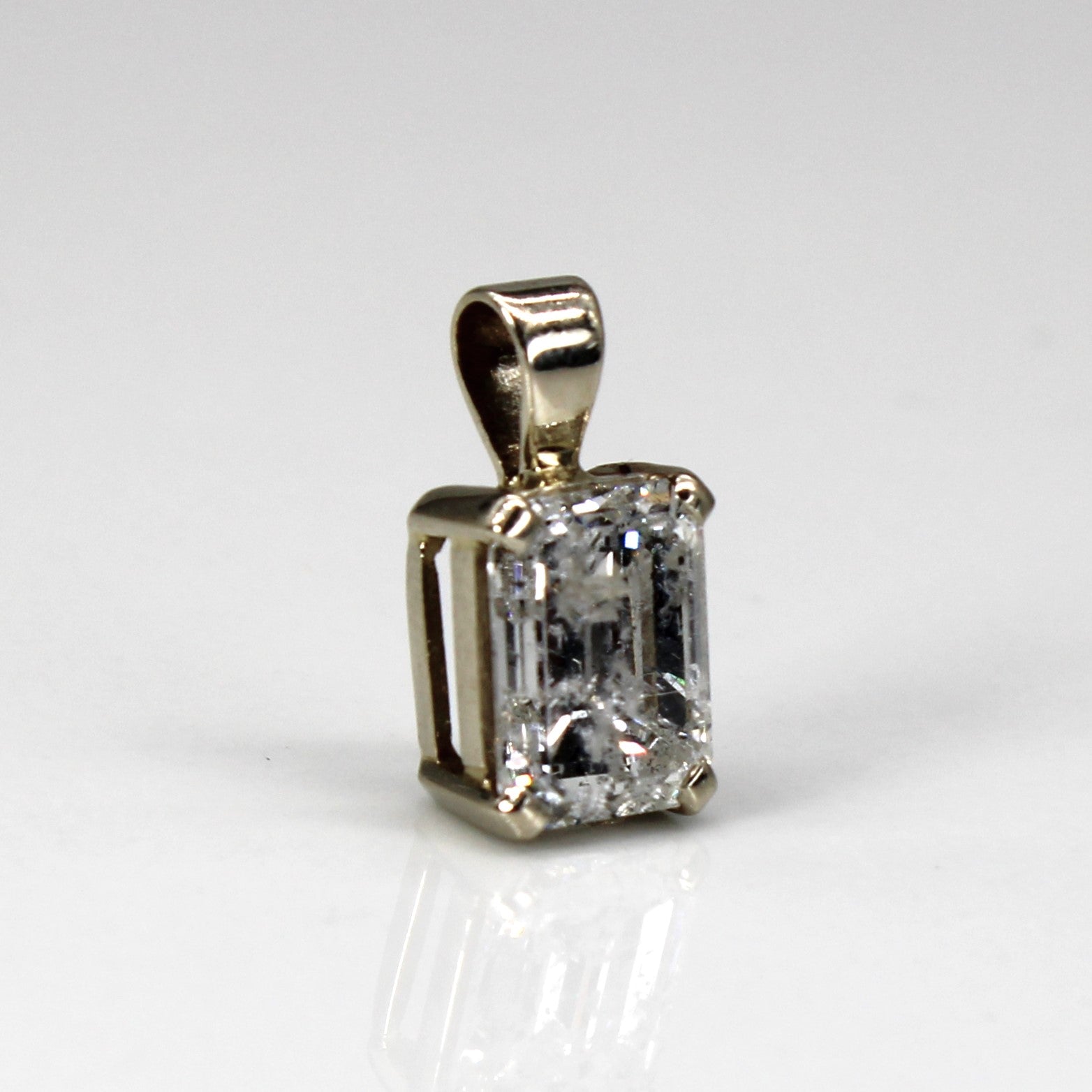 Emerald Cut Diamond Solitaire 14k Pendant | 2.10ct |