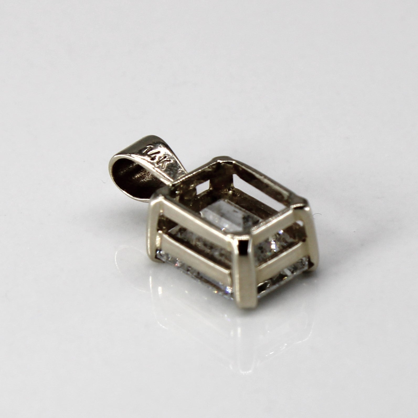 Emerald Cut Diamond Solitaire 14k Pendant | 2.10ct |