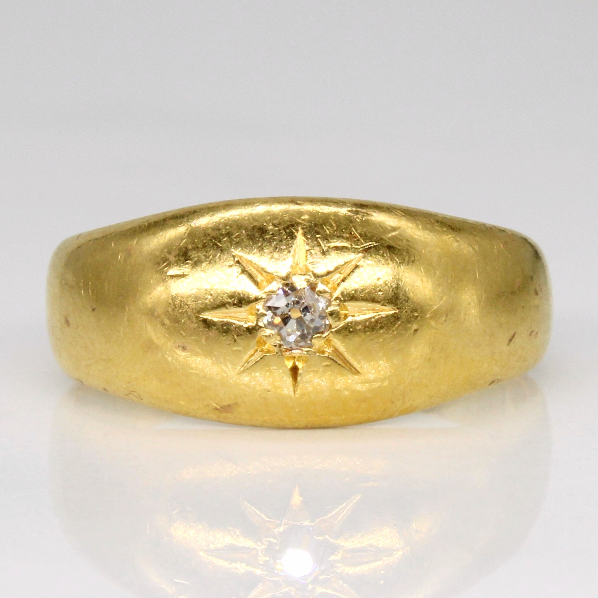 Bague étoile en diamant taille mine de Birmingham 1926 | 0,06 ct | Taille 6,5 |
