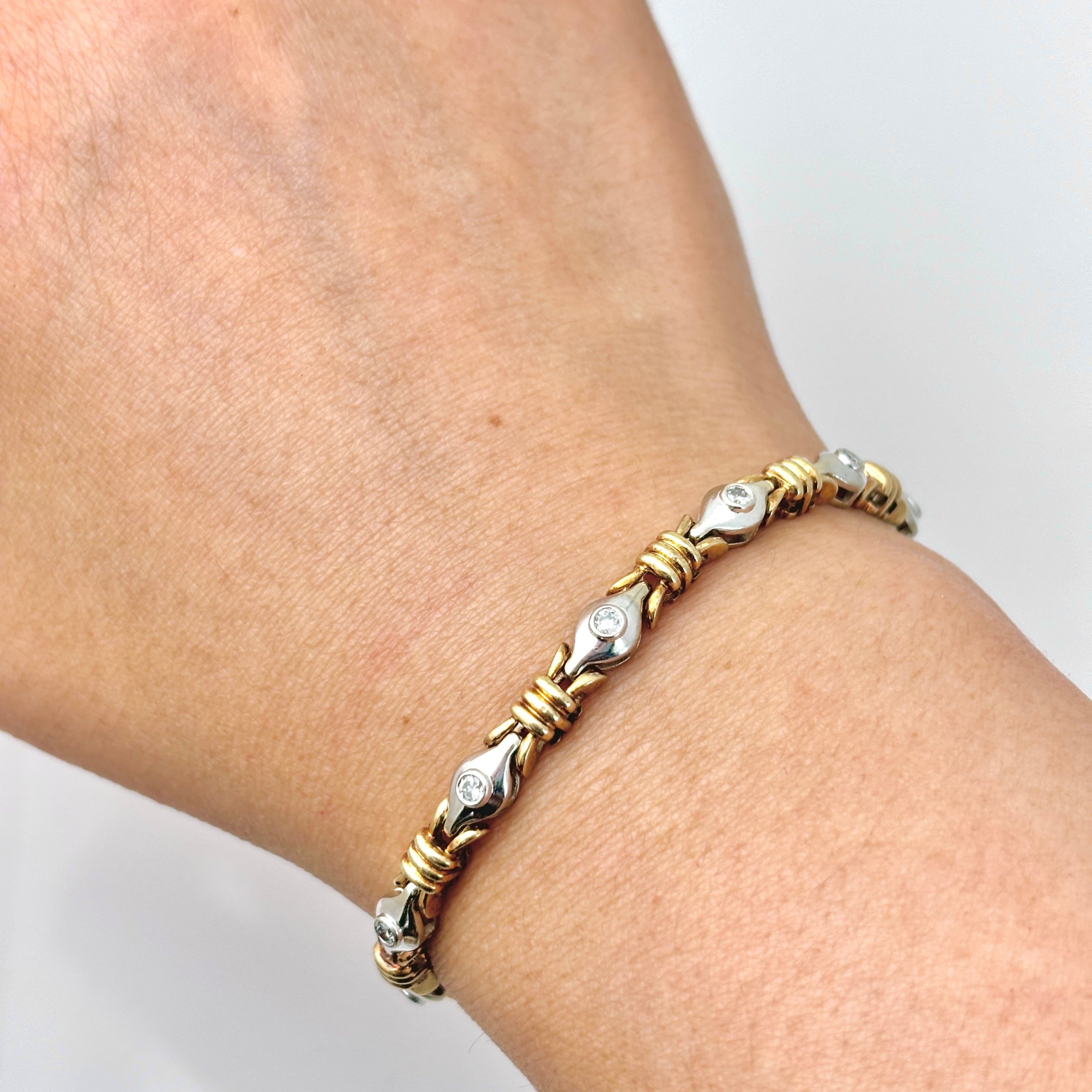 10k Two Tone Gold Diamond Bracelet | 0.45ctw | 7.25"