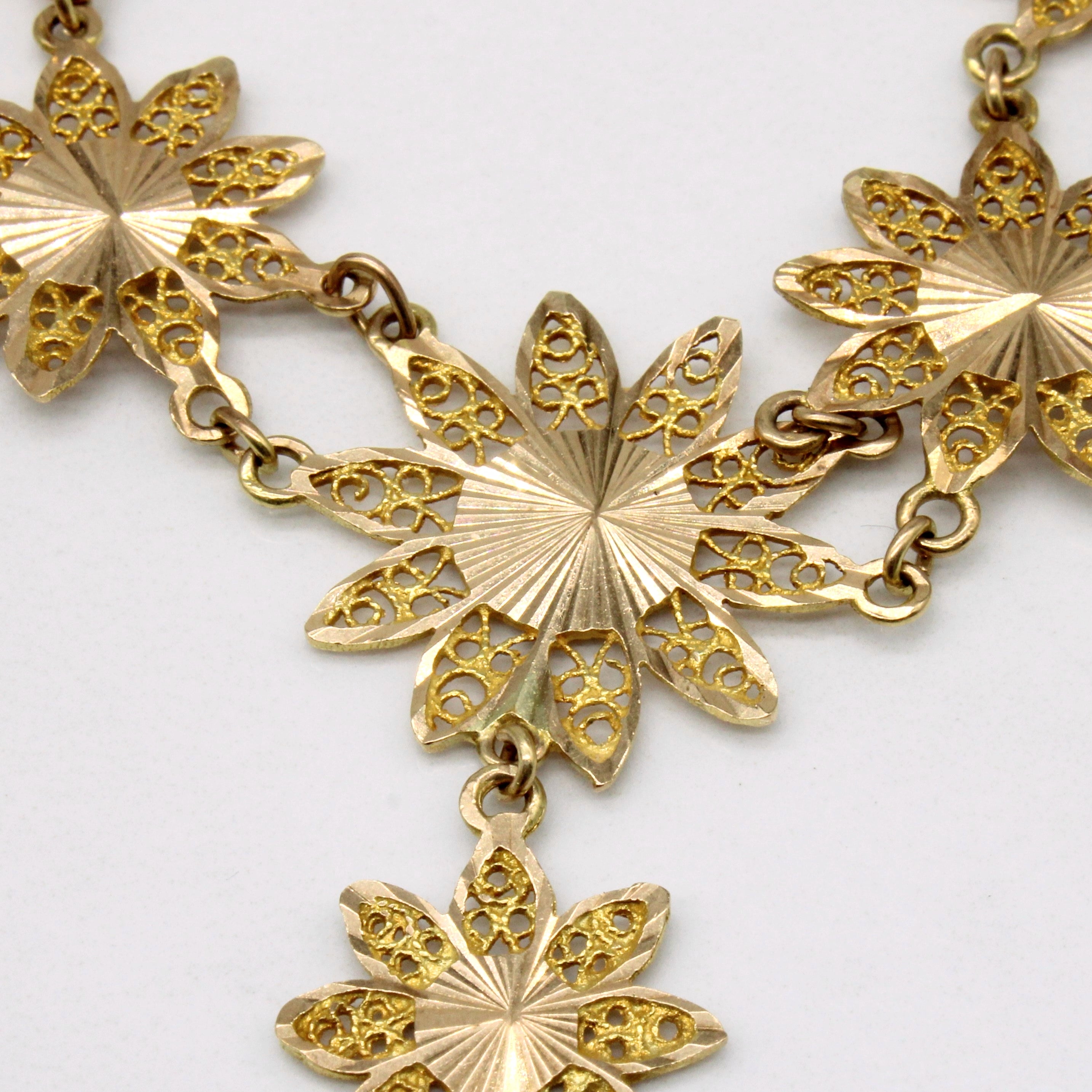 14k Yellow Gold Flower Pendant Necklace | 17" |