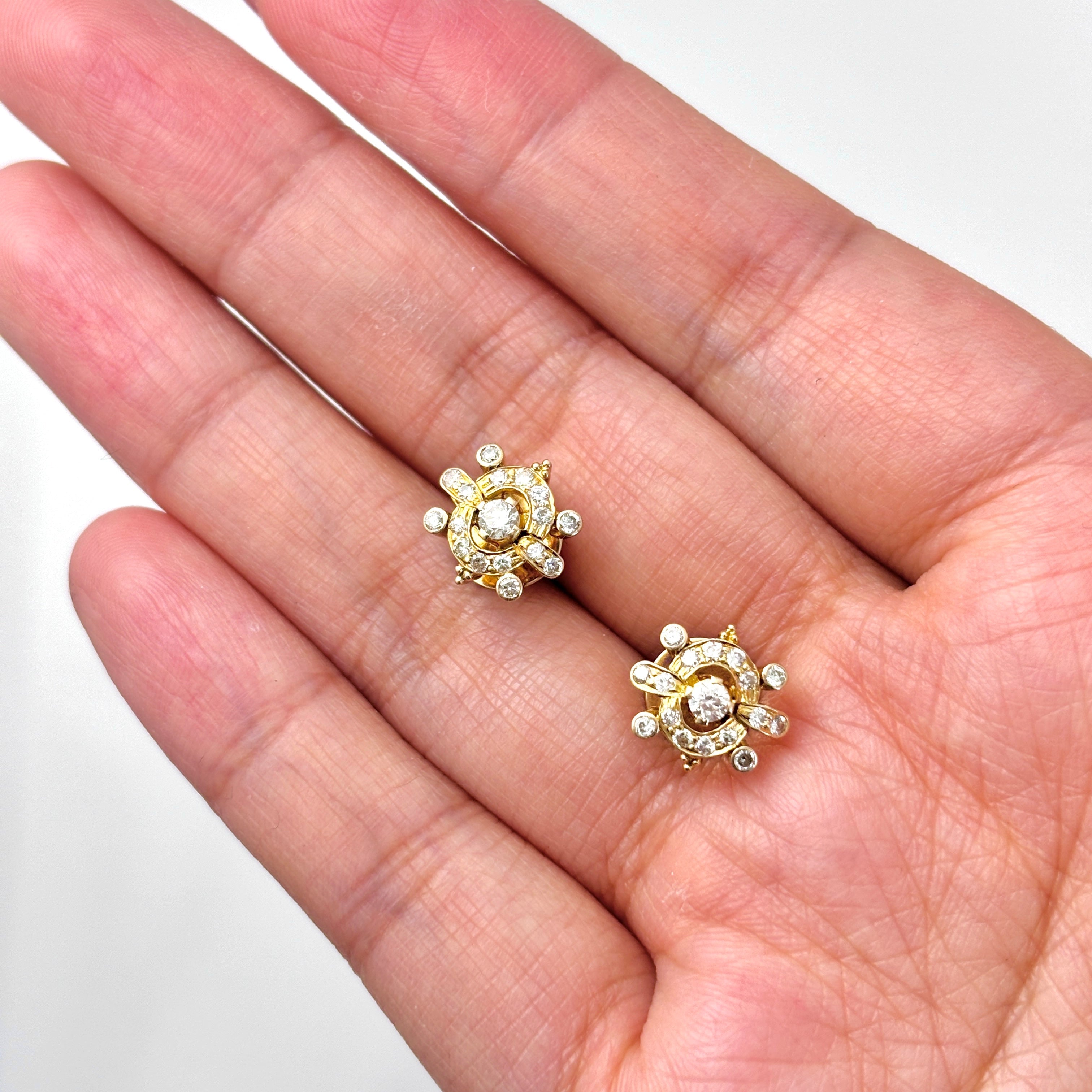 18k Yellow Gold Diamond Earring | 0.51ctw | 1cm