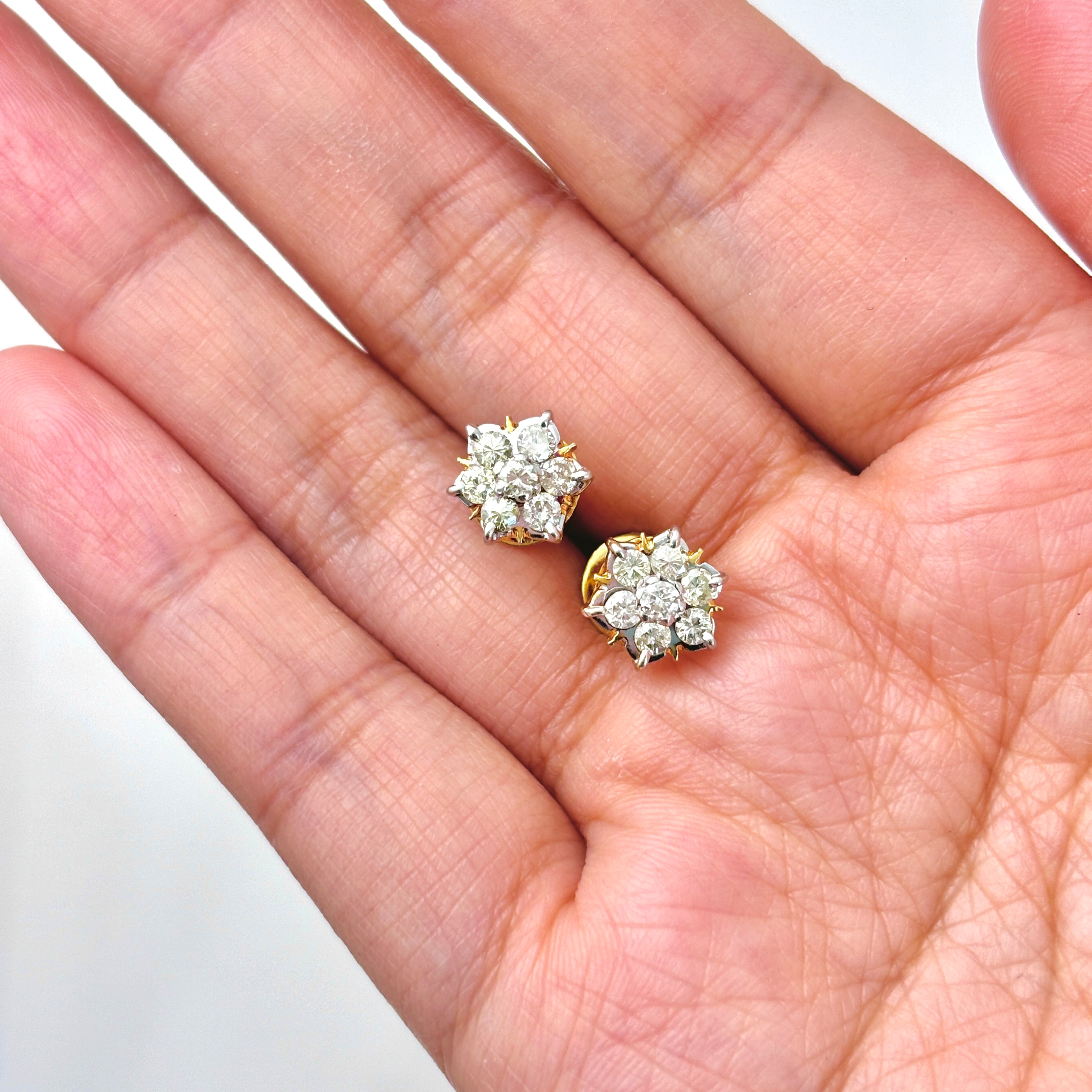 14k Yellow Gold Diamond Earrings | 0.81ctw | 0.8cm