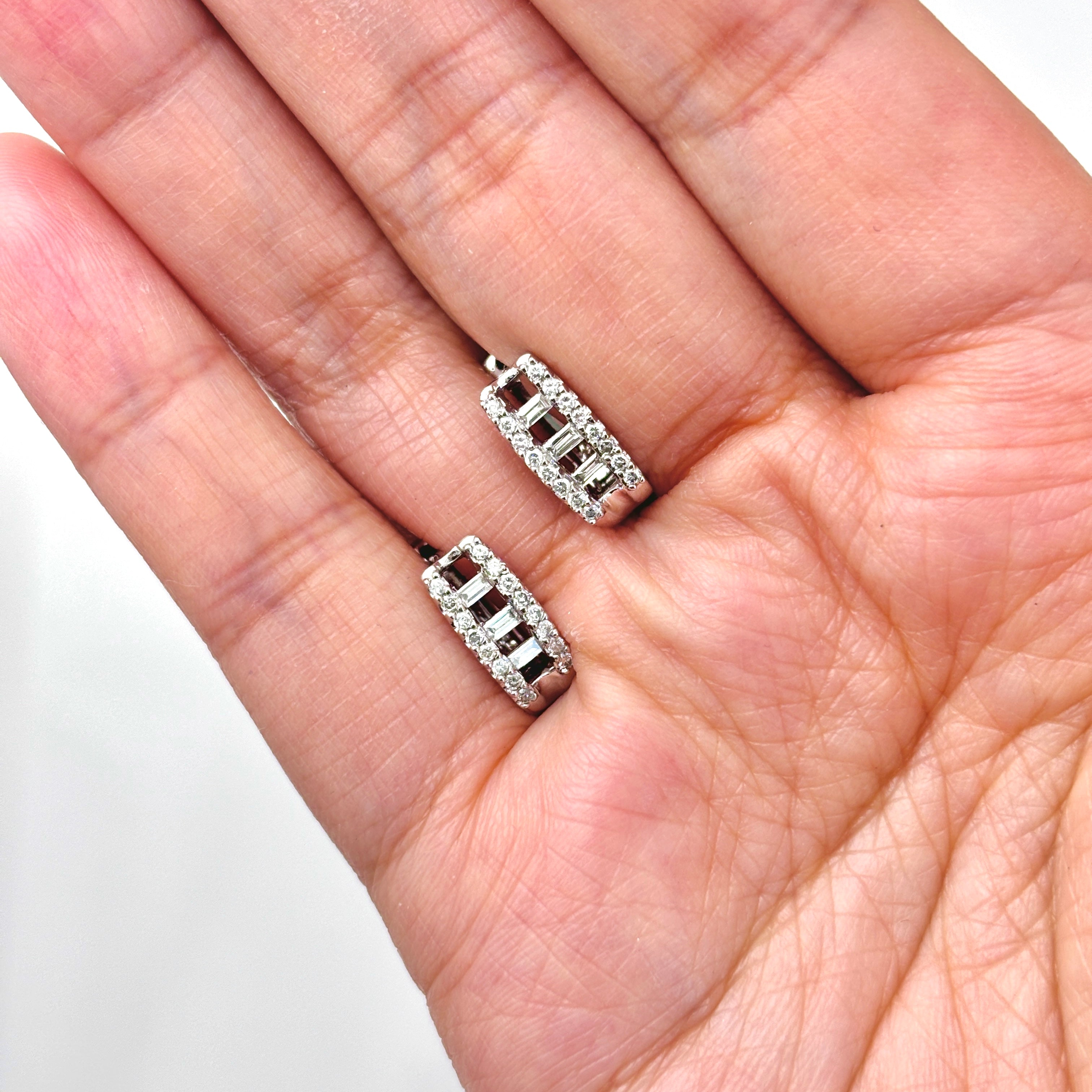 14k White Gold Diamond Huggie Earring | 0.52ctw | 1.2x1cm
