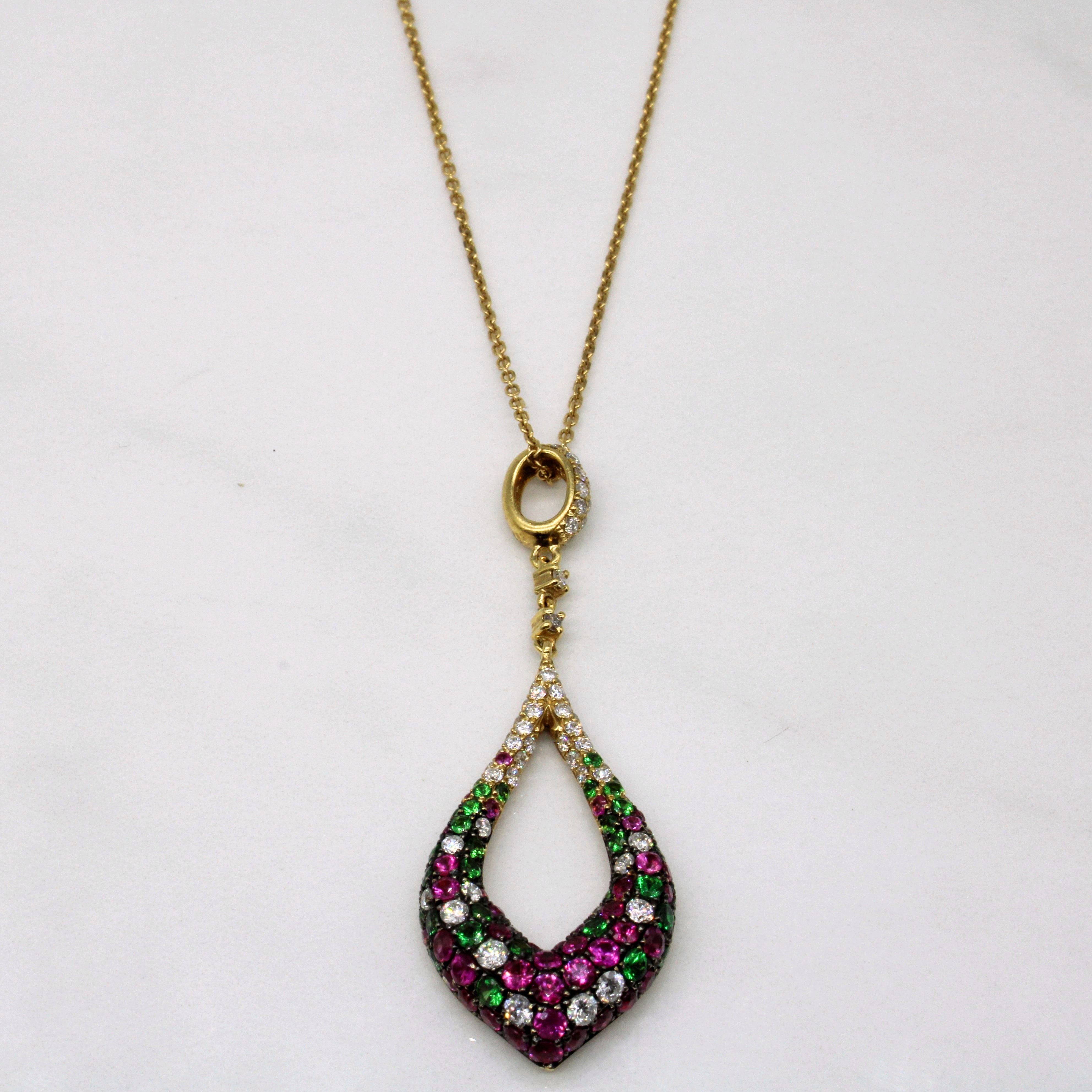 Multi Gem Drop Pendant & Necklace | 2.01ctw | 18" |